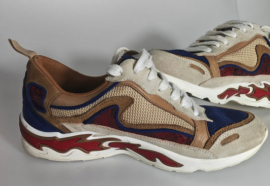 Baskets Sandro en cuir, modèle Flame, avec motifs originaux sur la semelle et détails texturés.