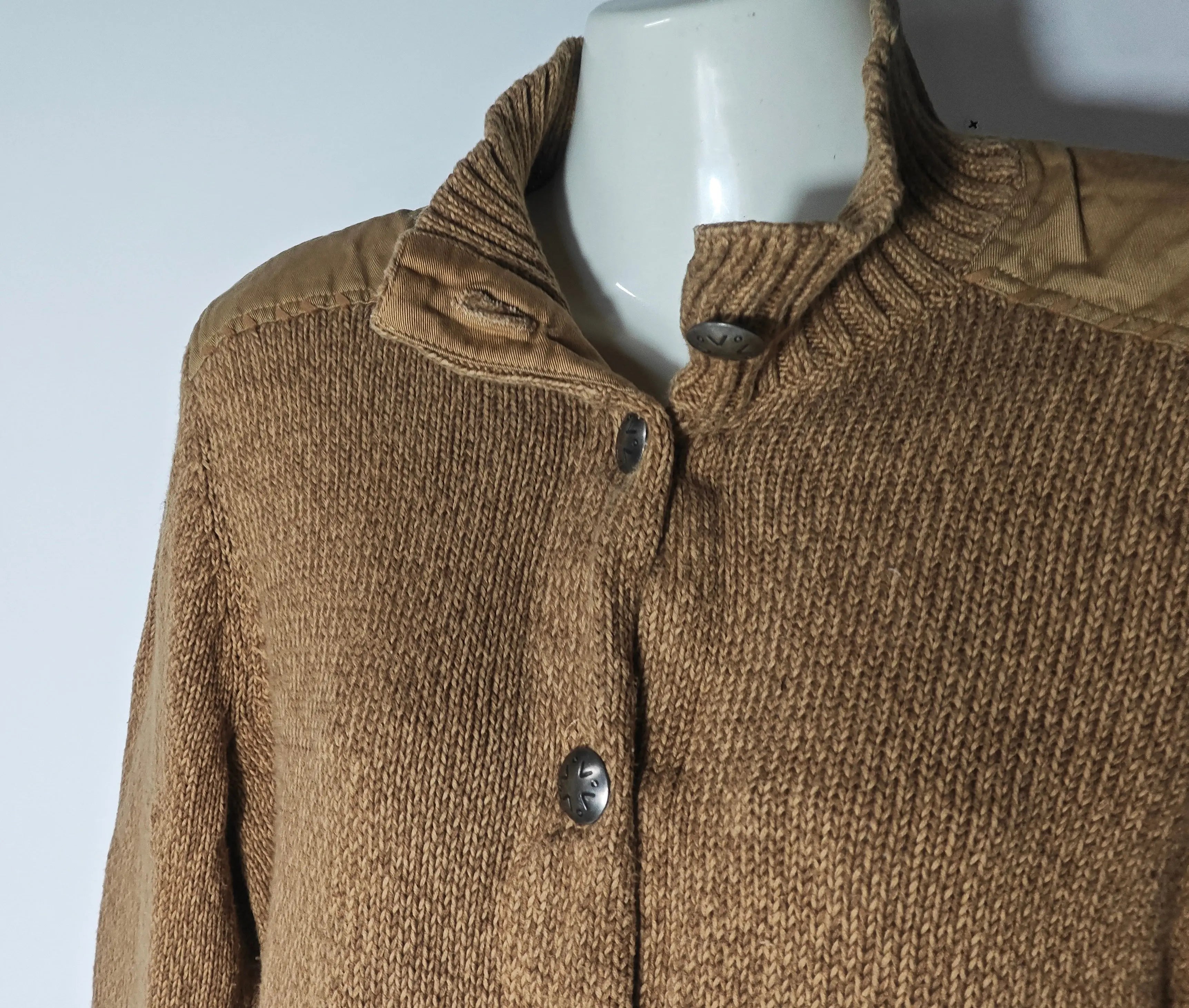 Gilet en coton marron Lauren Jeans Co. by Ralph Lauren, avec boutons et empiècements aux épaules.
