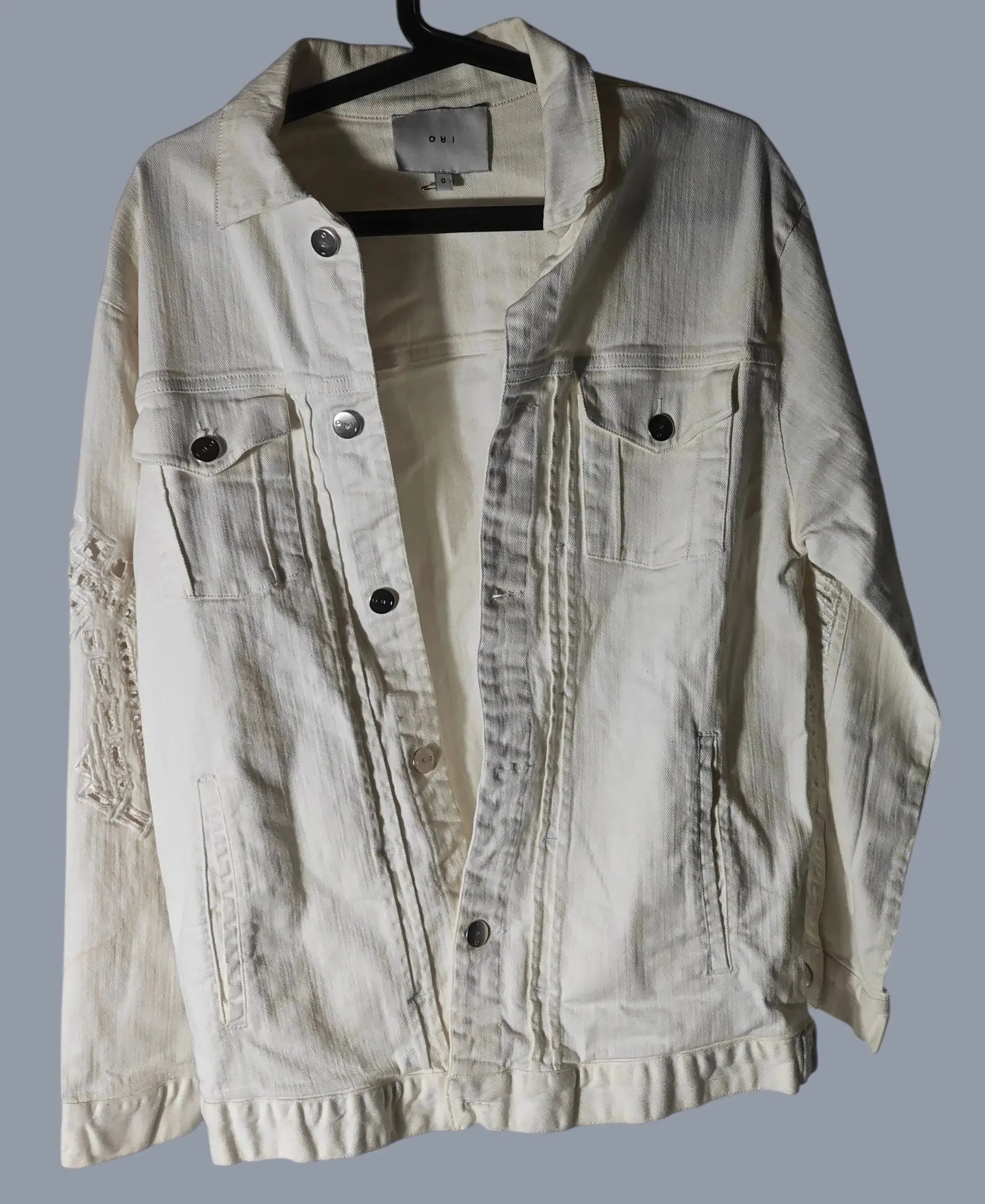 Veste en jean blanche IRO (manches ajourées) - SECONDE MAIN IRO