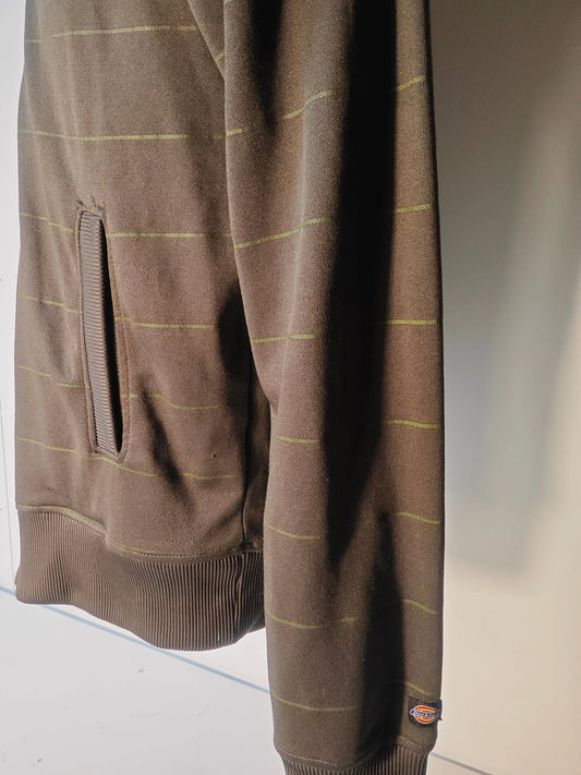 Veste sweat zippée marron rayée par Dickies, avec poche latérale et bords-côtes.