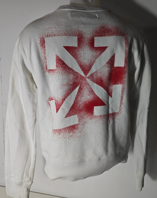 Sweat-shirt blanc à motif flèches rouges de Off-White, en coton, vue arrière.