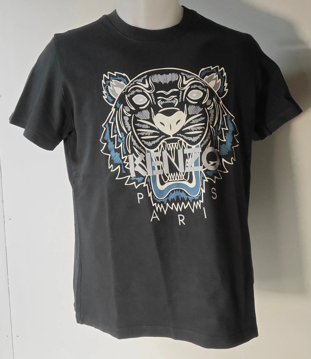 T-shirt noir de Kenzo avec imprimé graphique d'un tigre sur le devant.