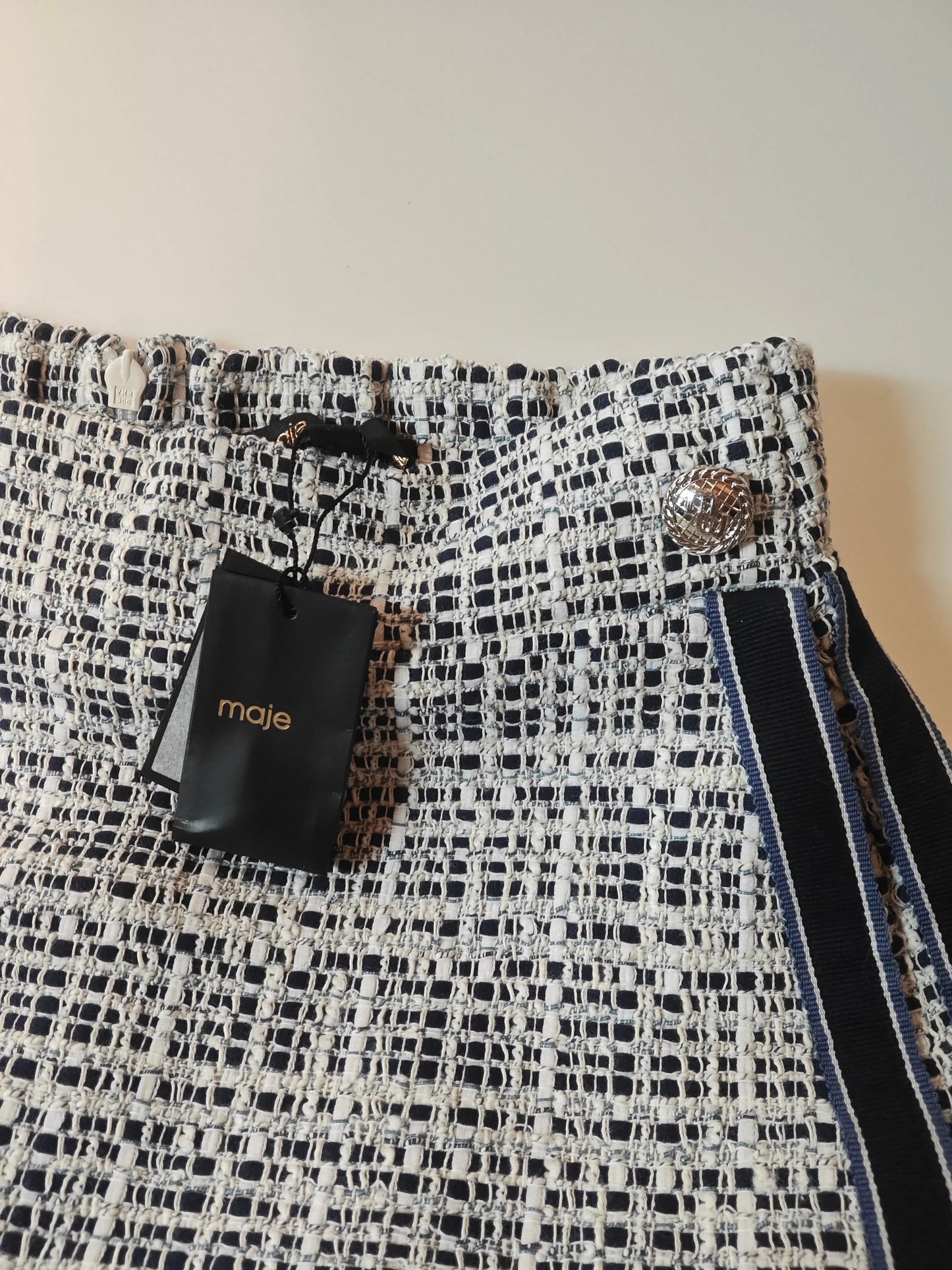 Short Jupe MAJE Tweed Bleu & Blanc – Taille 38 Maje