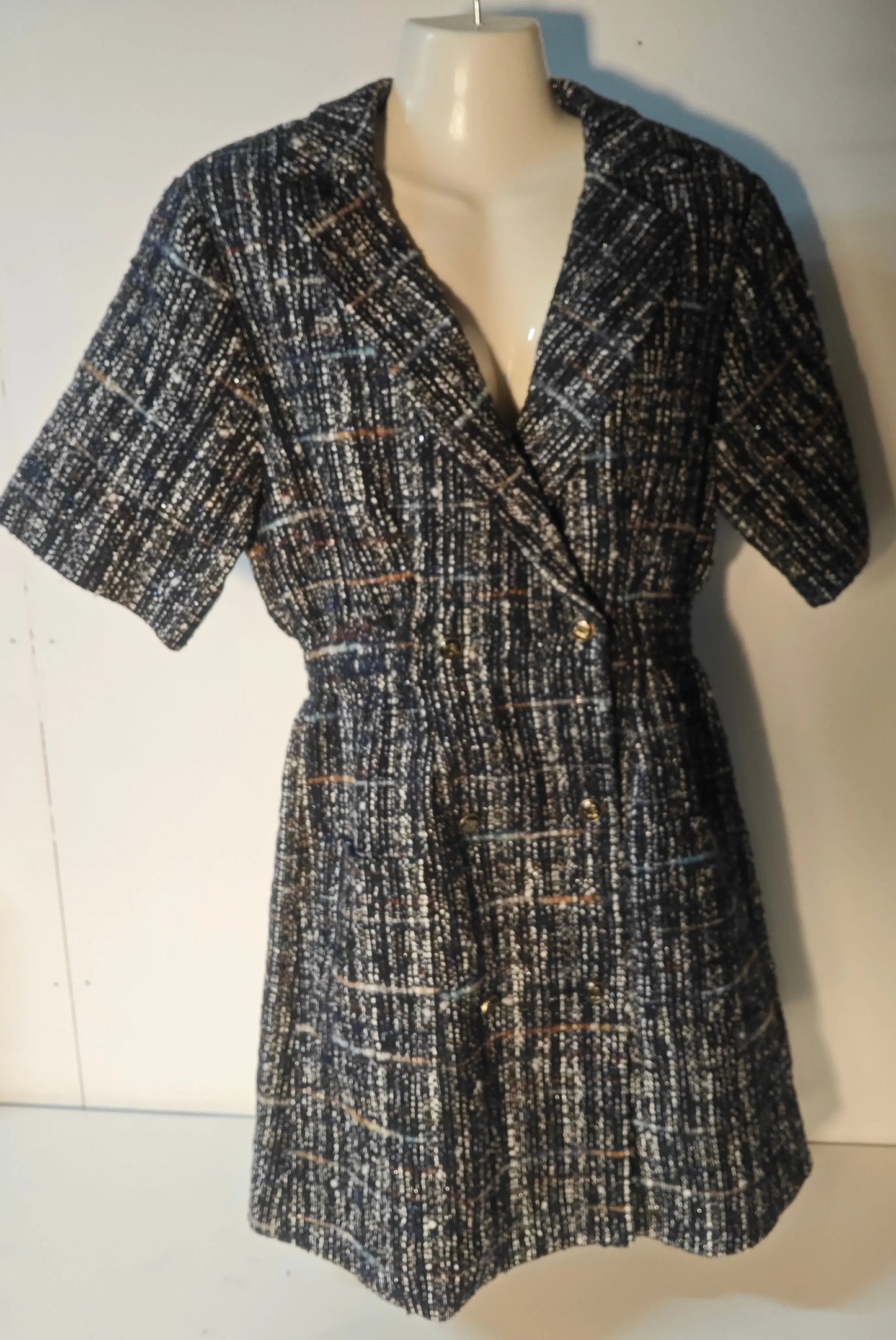 Robe Sandro Paris – Tweed Bleu – Taille 36 Sandro