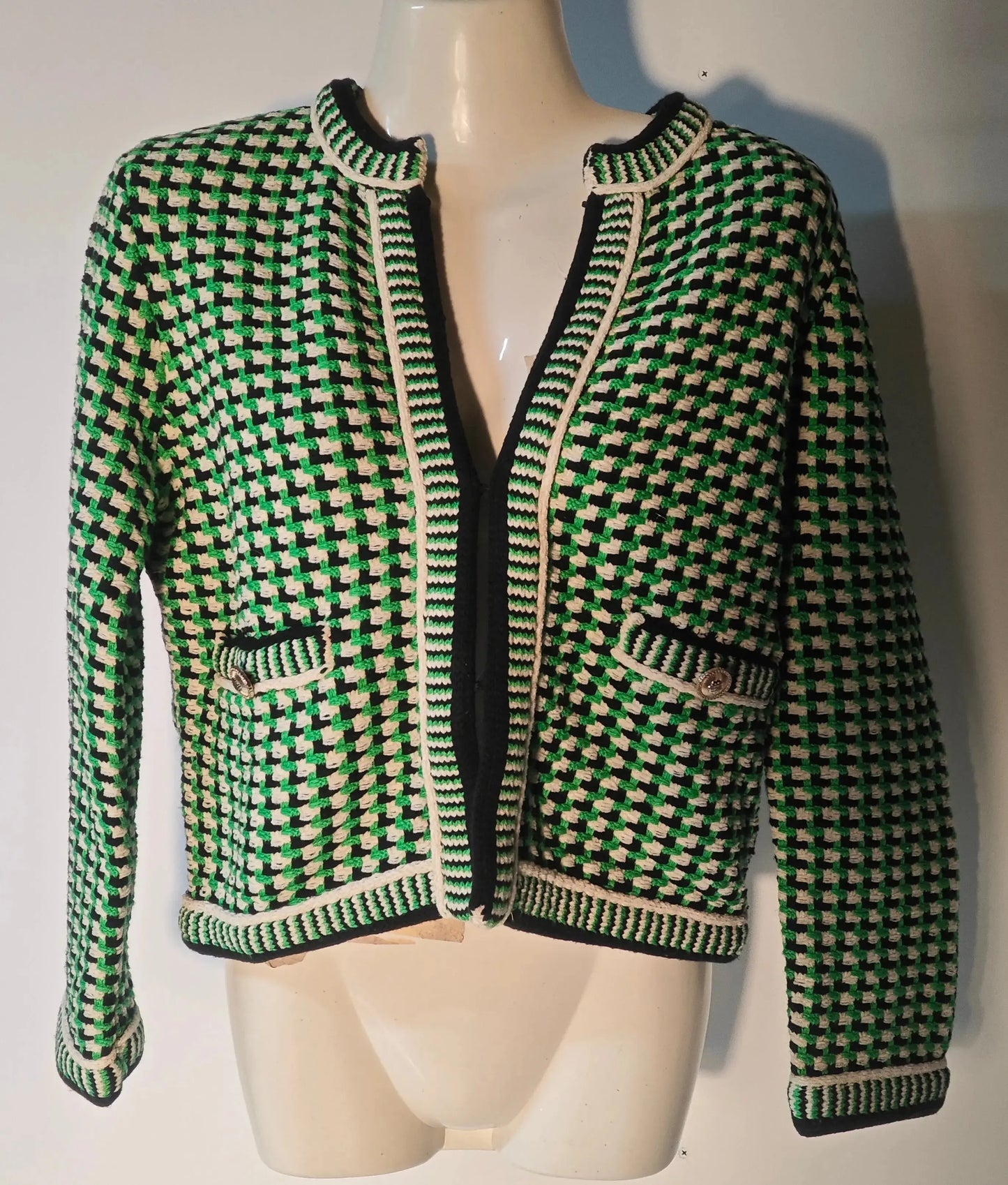 Veste Maje Femme – Modèle Maille Structurée Vert/Noir T.1 Maje