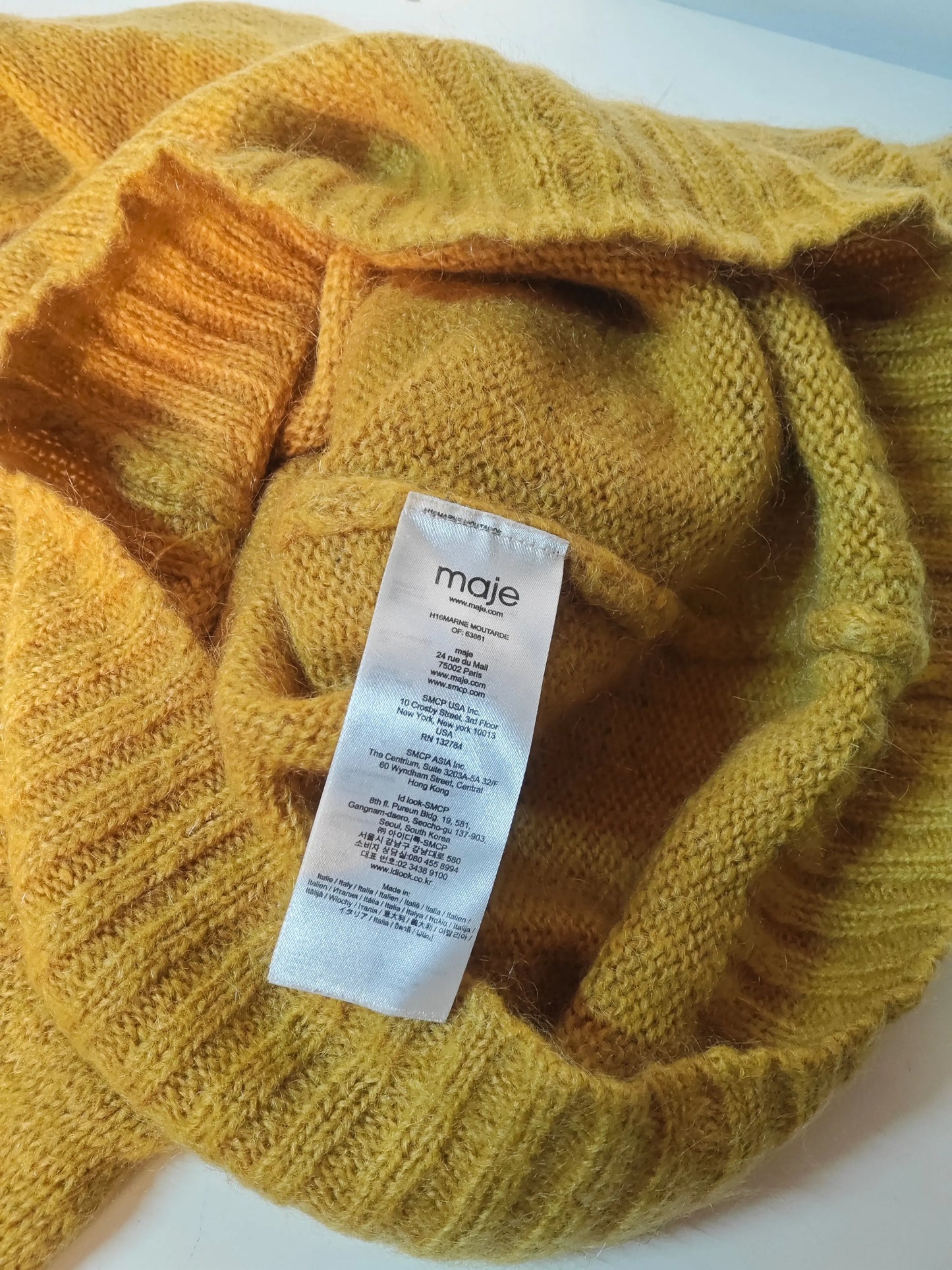 Pull Maje – Mohair Laine – Jaune Moutarde – T1 36/38 Maje