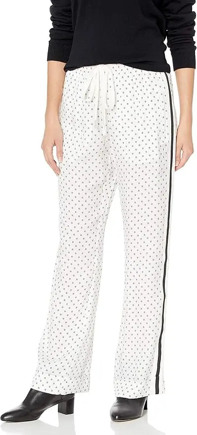 Pantalon The Kooples à motifs graphiques, de The Kooples, avec cordon de serrage et bande latérale noire.