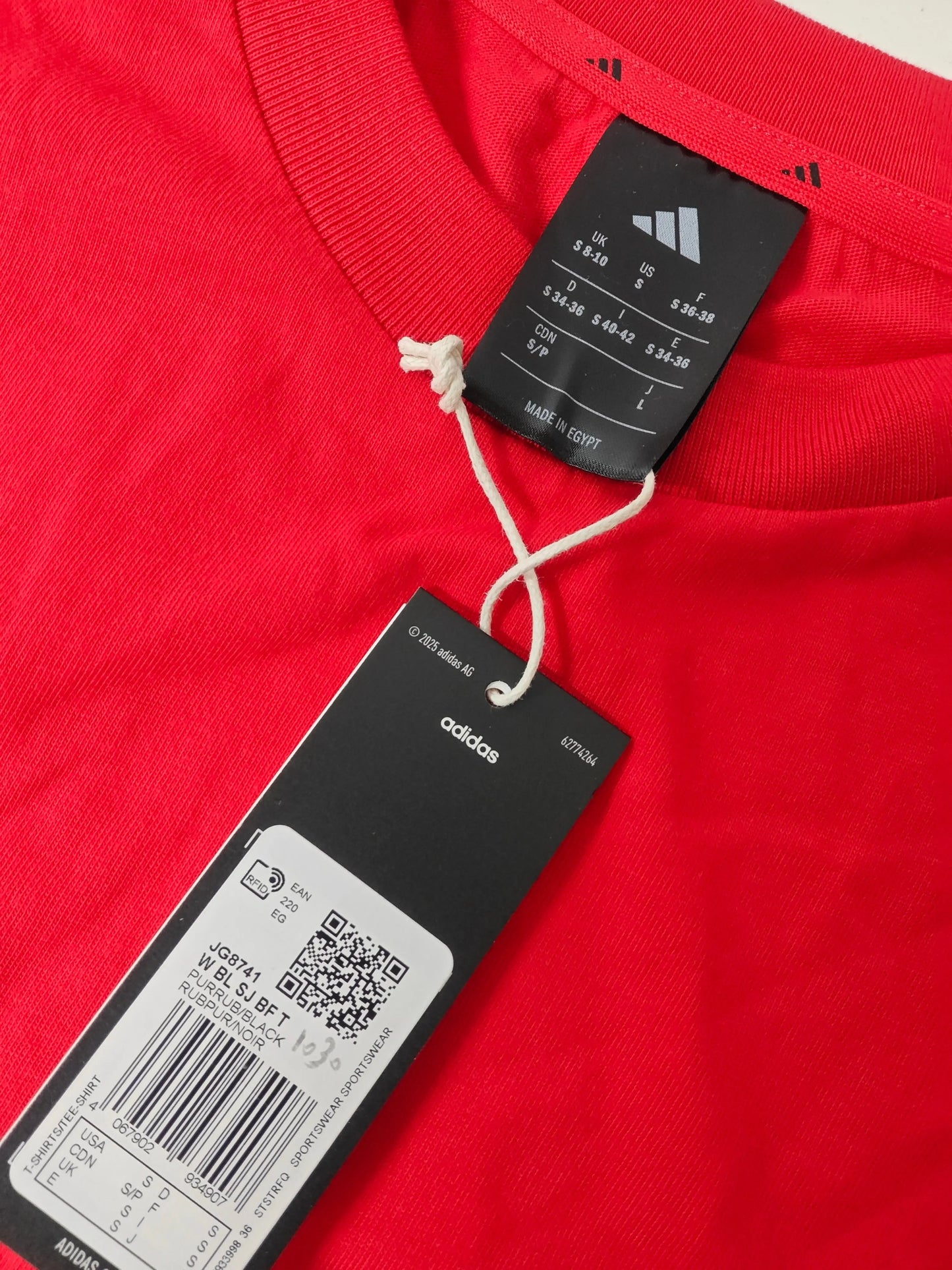 T-shirt sport femme Adidas – rouge / logo 3 bandes - Upstyle Destock