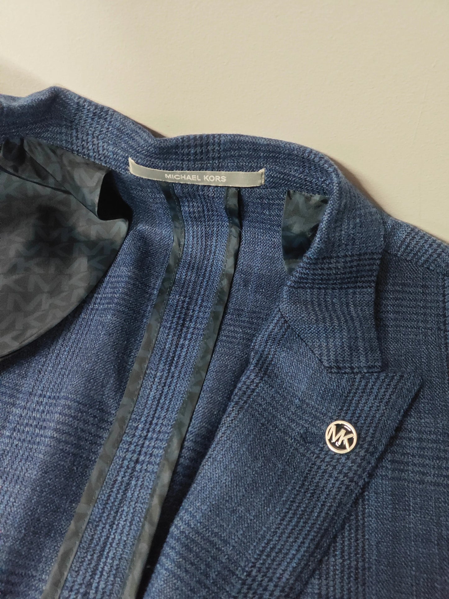 Blazer Michael Kors Slim Fit bleu à carreaux – laine – taille 48 Michael Kors