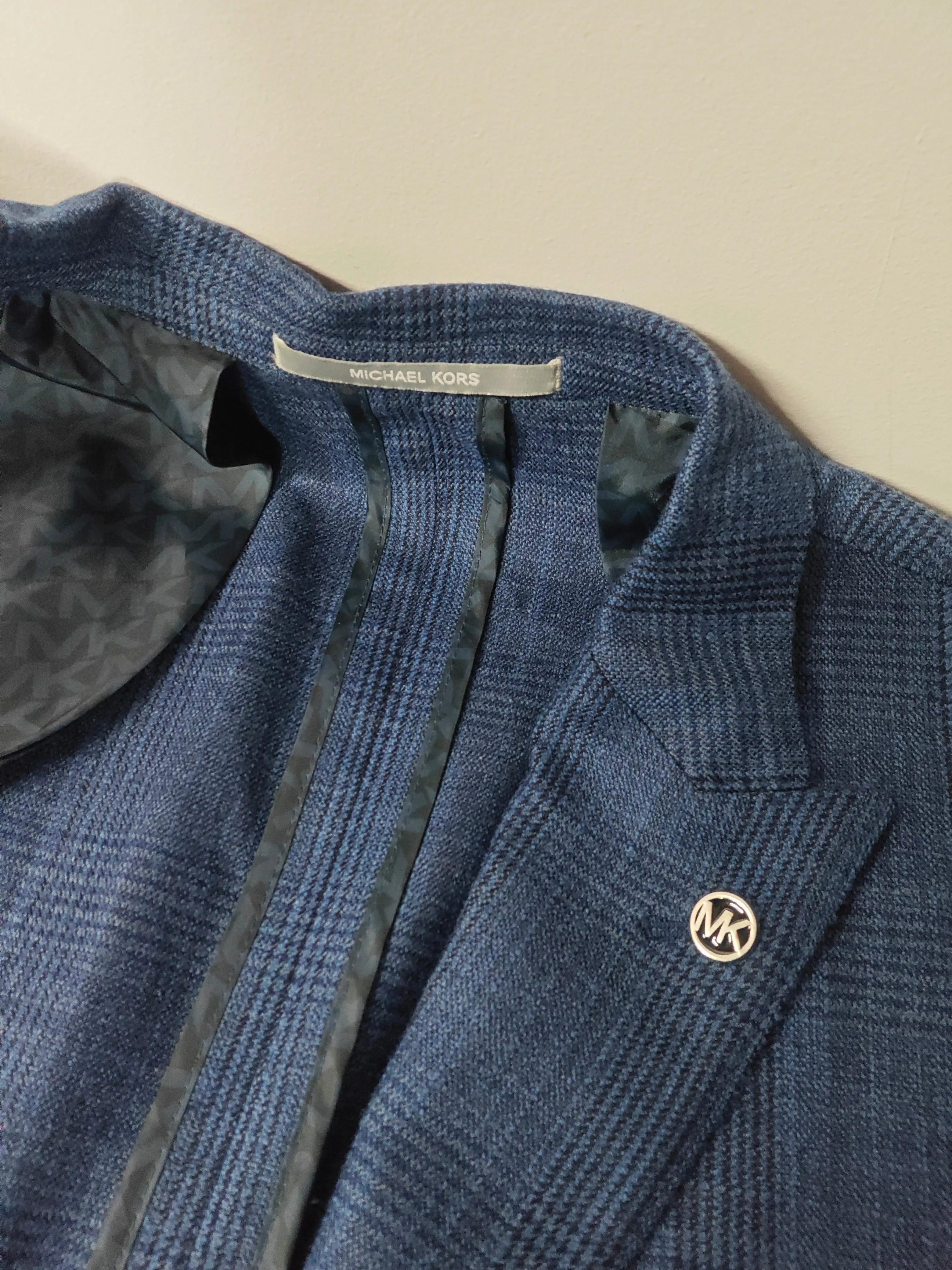 Blazer Michael Kors Slim Fit bleu à carreaux – laine – taille 48 Michael Kors