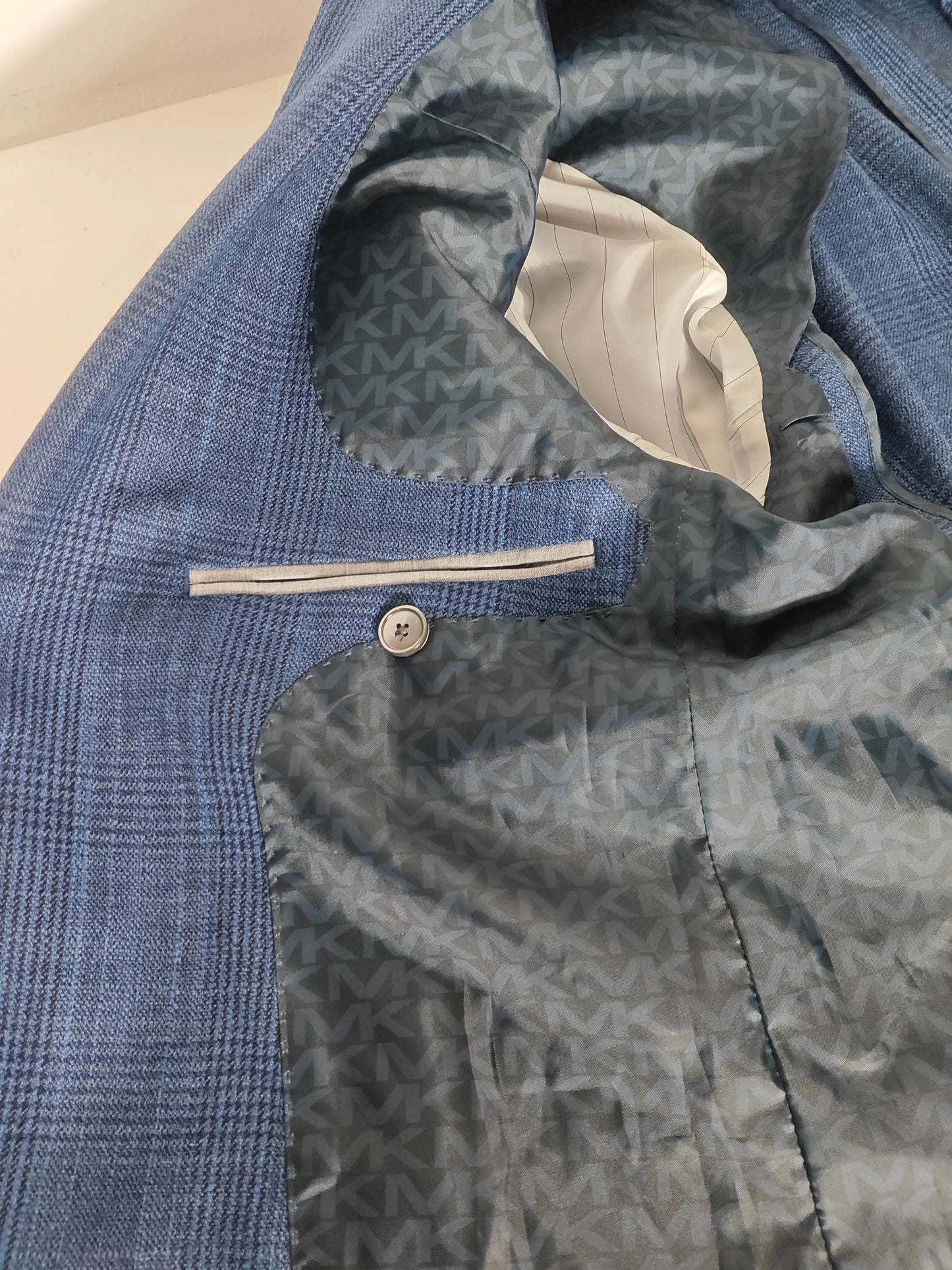 Blazer Michael Kors Slim Fit bleu à carreaux – laine – taille 48 Michael Kors