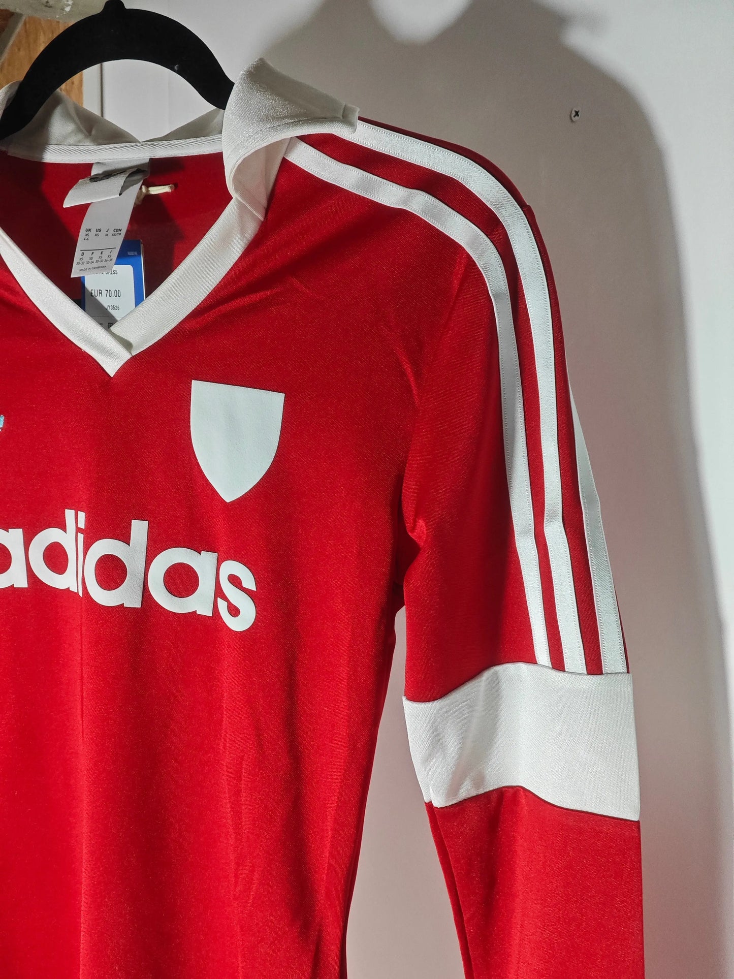 Robe Adidas Originals Footie Dress Rouge XS Neuve Étiquette Style Maillot Vintage Adidas