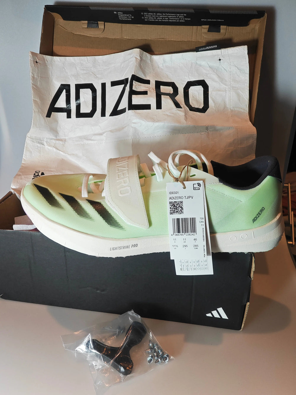 Adidas Adizero TJ/PV – T46 – pointes athlétisme saut/triple saut – neuves avec boîte Adidas