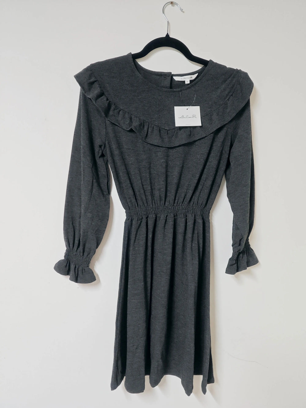 Robe grise #collectionIRL neuve T36 manches longues volant CollectionIRL