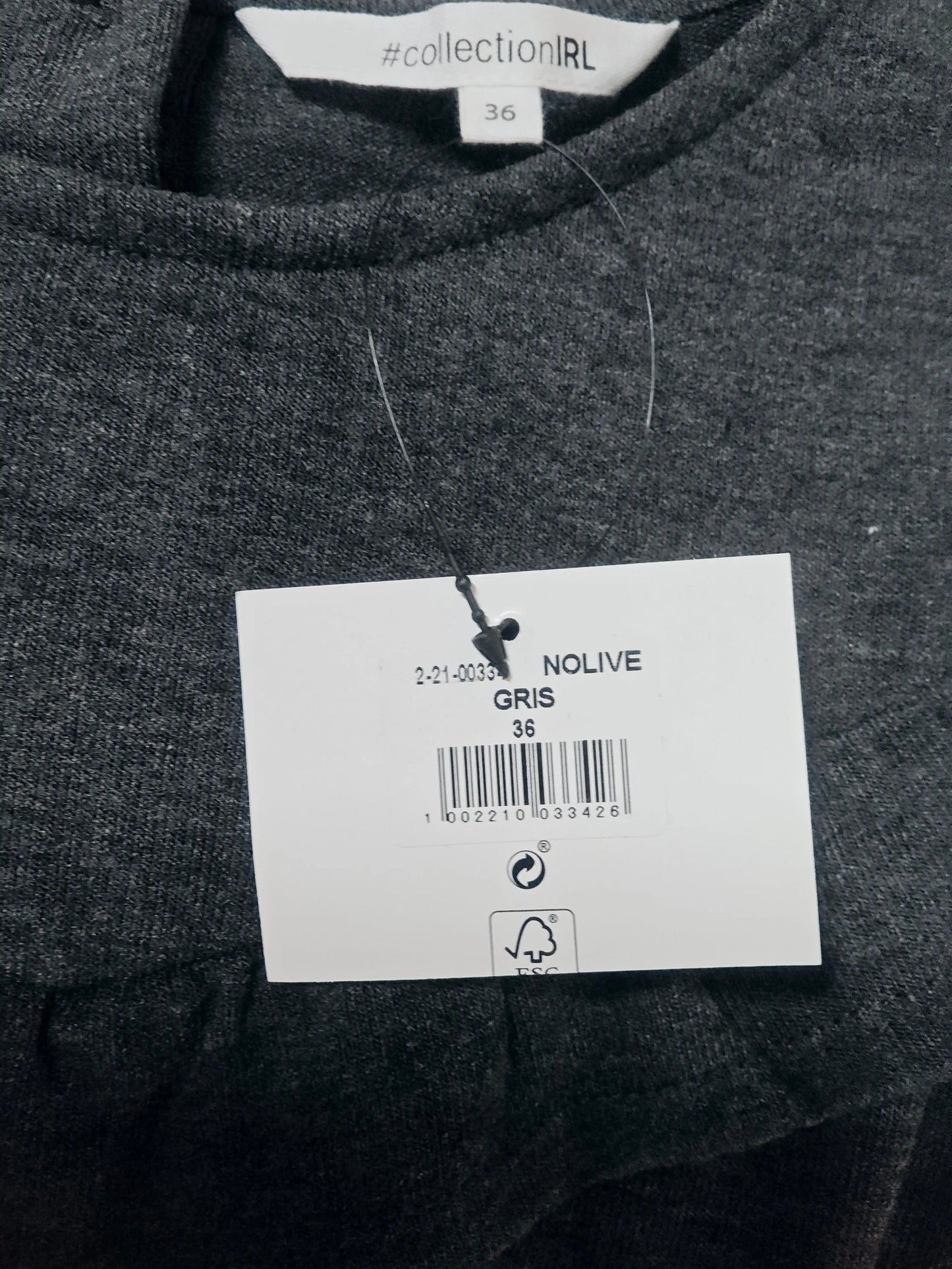 Robe grise #collectionIRL neuve T36 manches longues volant CollectionIRL