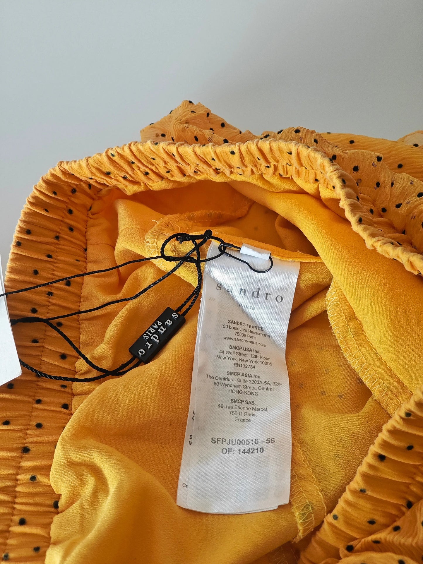 Jupe Sandro Paris jaune moutarde à pois noire neuve volants Taille 1 sandro