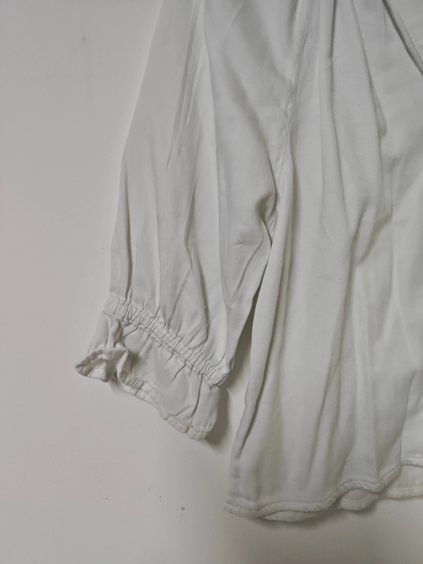 Blouse ba&sh blanche col volanté manches 3/4 - SECONDE MAIN ba&sh