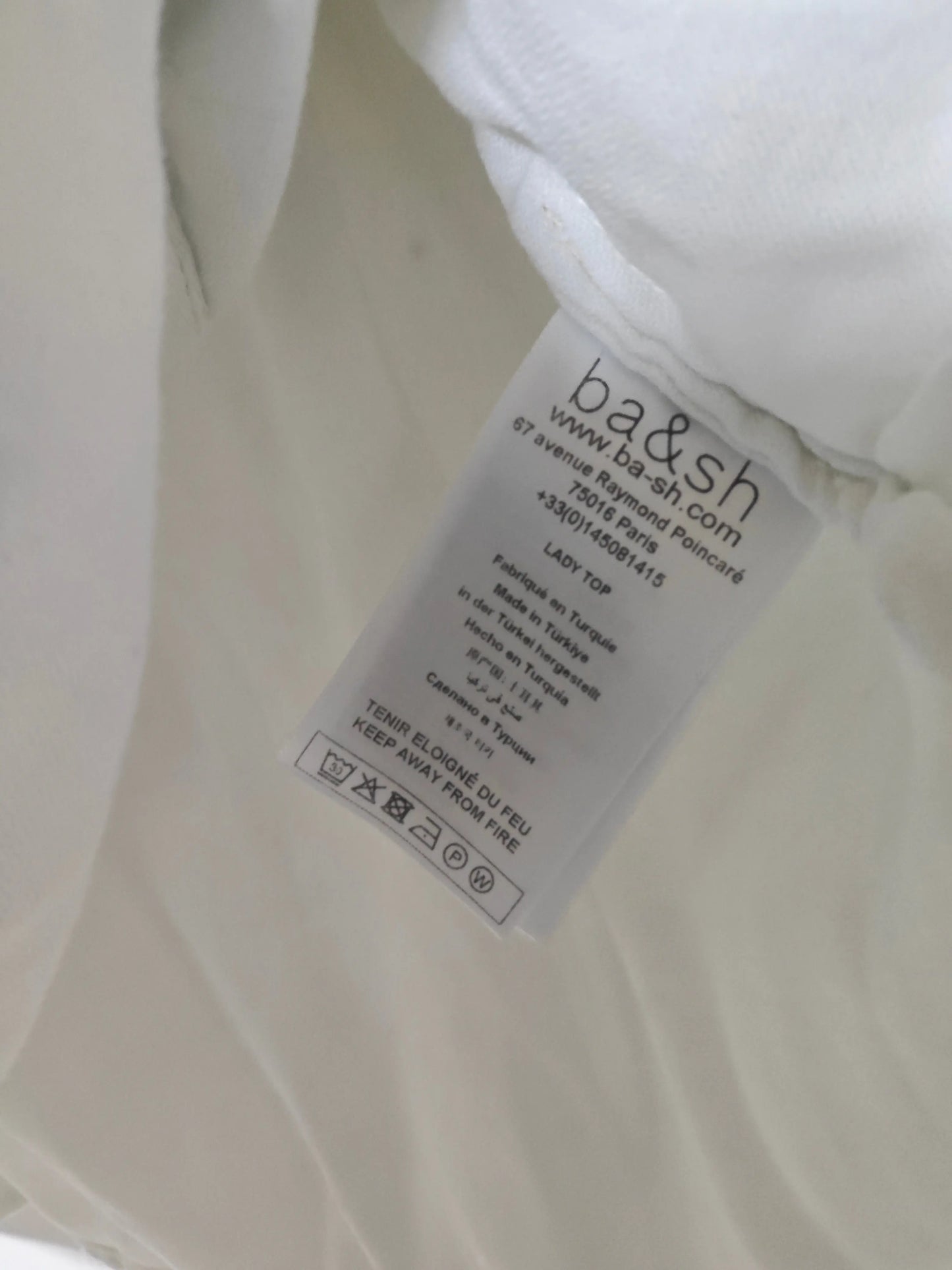 Blouse ba&sh blanche col volanté manches 3/4 - SECONDE MAIN ba&sh