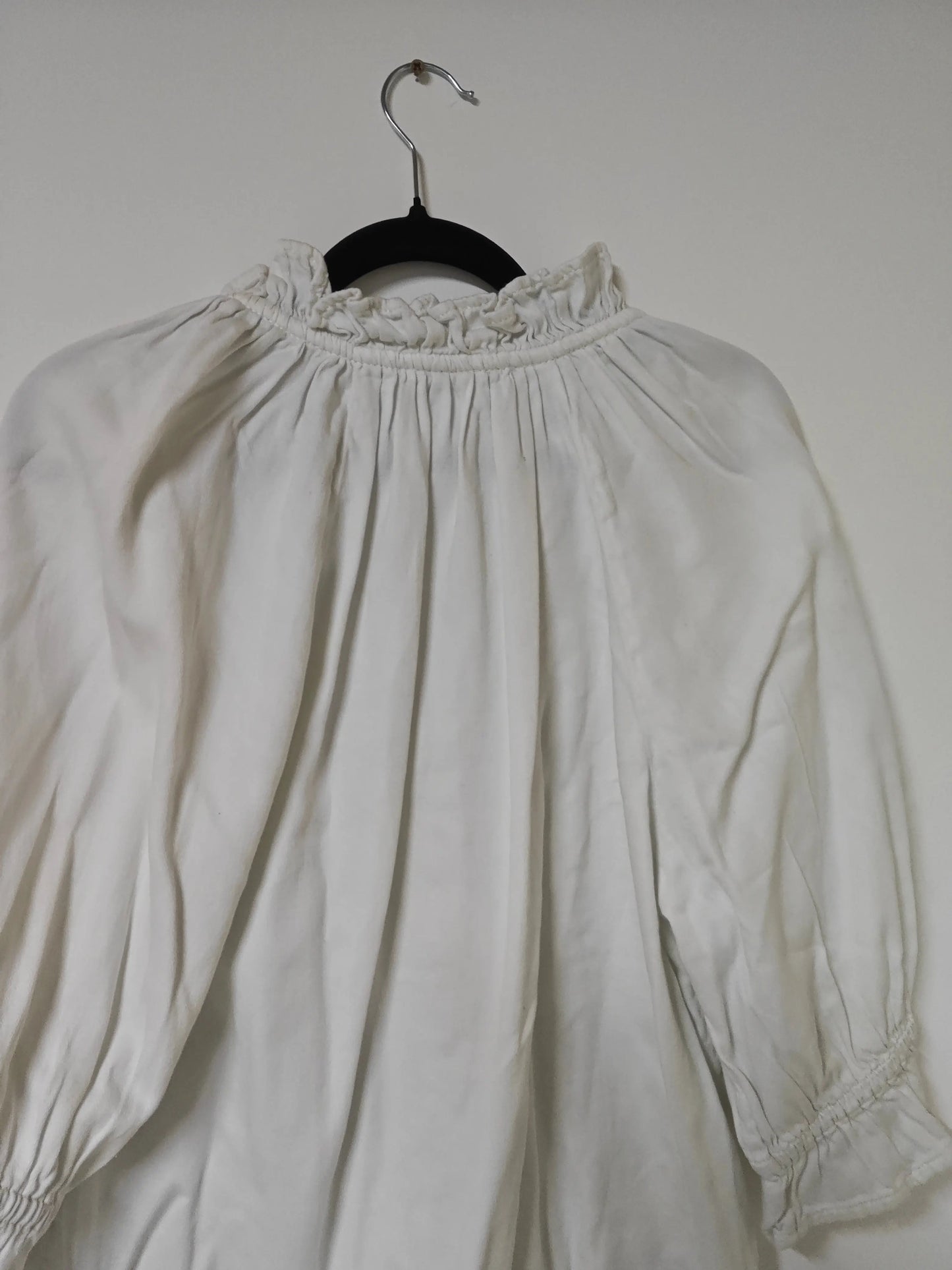 Blouse ba&sh blanche col volanté manches 3/4 - SECONDE MAIN ba&sh