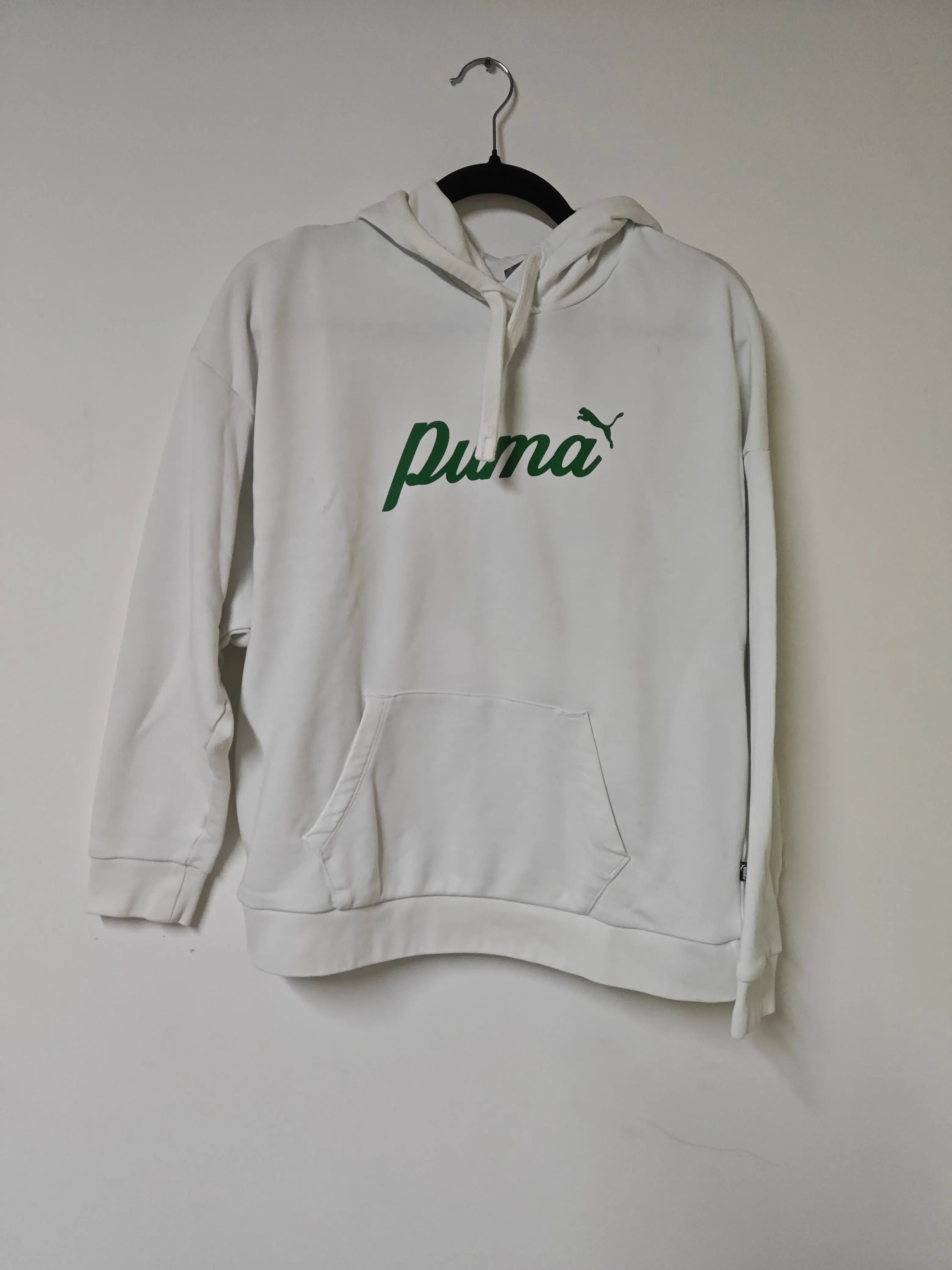 Sweat à capuche Puma blanc logo vert taille L Puma