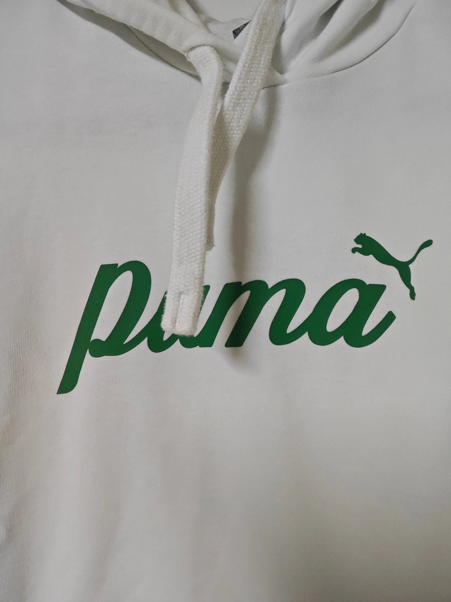 Sweat à capuche Puma blanc logo vert taille L Puma