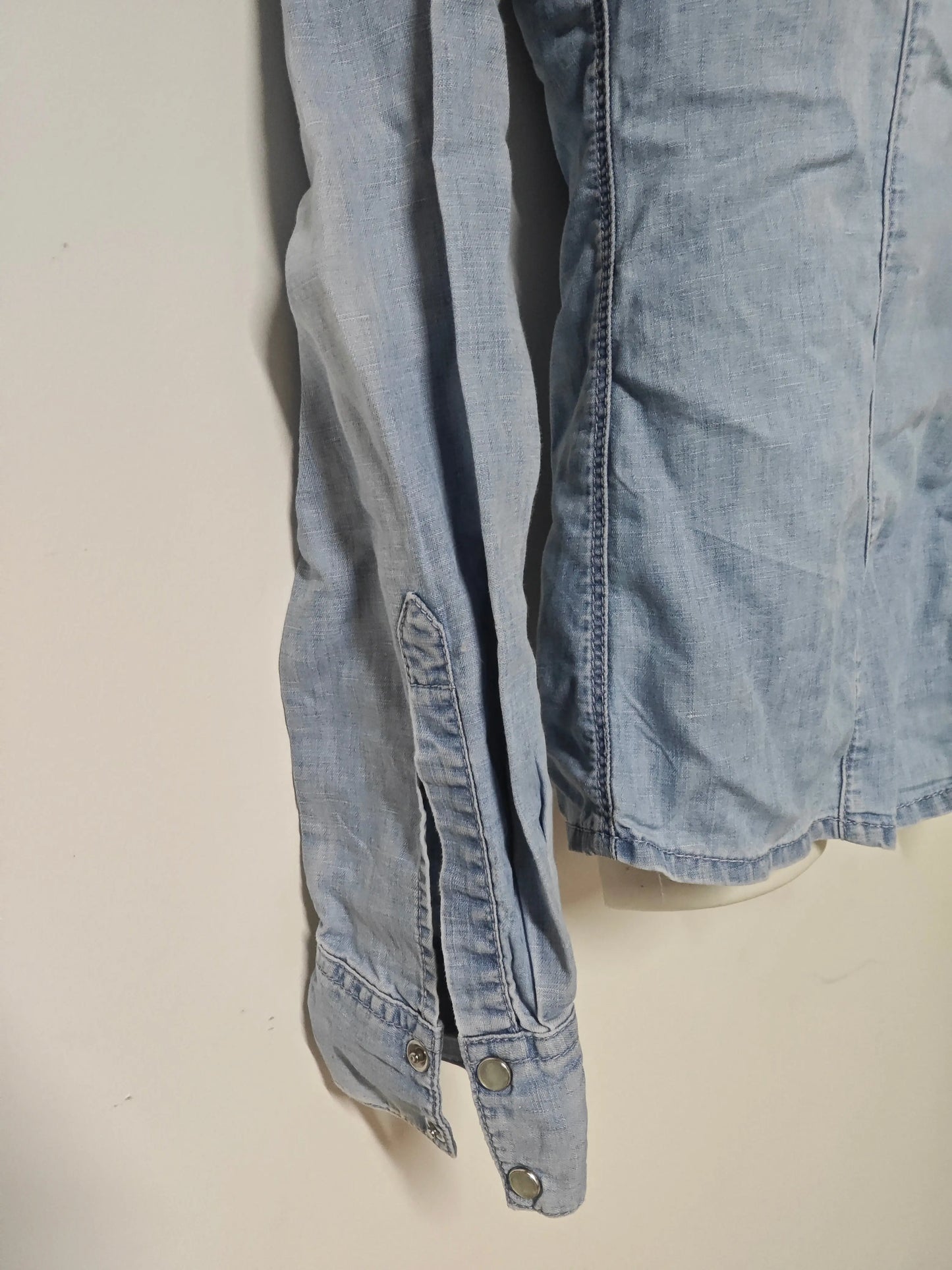 Chemise en jean clair IKKS 36 coton lin occasion bon état ikks