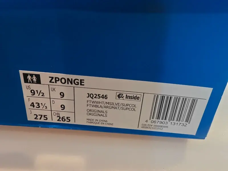 Adidas Originals Zponge blanc noir T43 1/3 Adidas