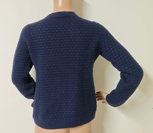 Pull Sézane bleu marine 100% laine maille fantaisie SECONDE MAIN Sézane