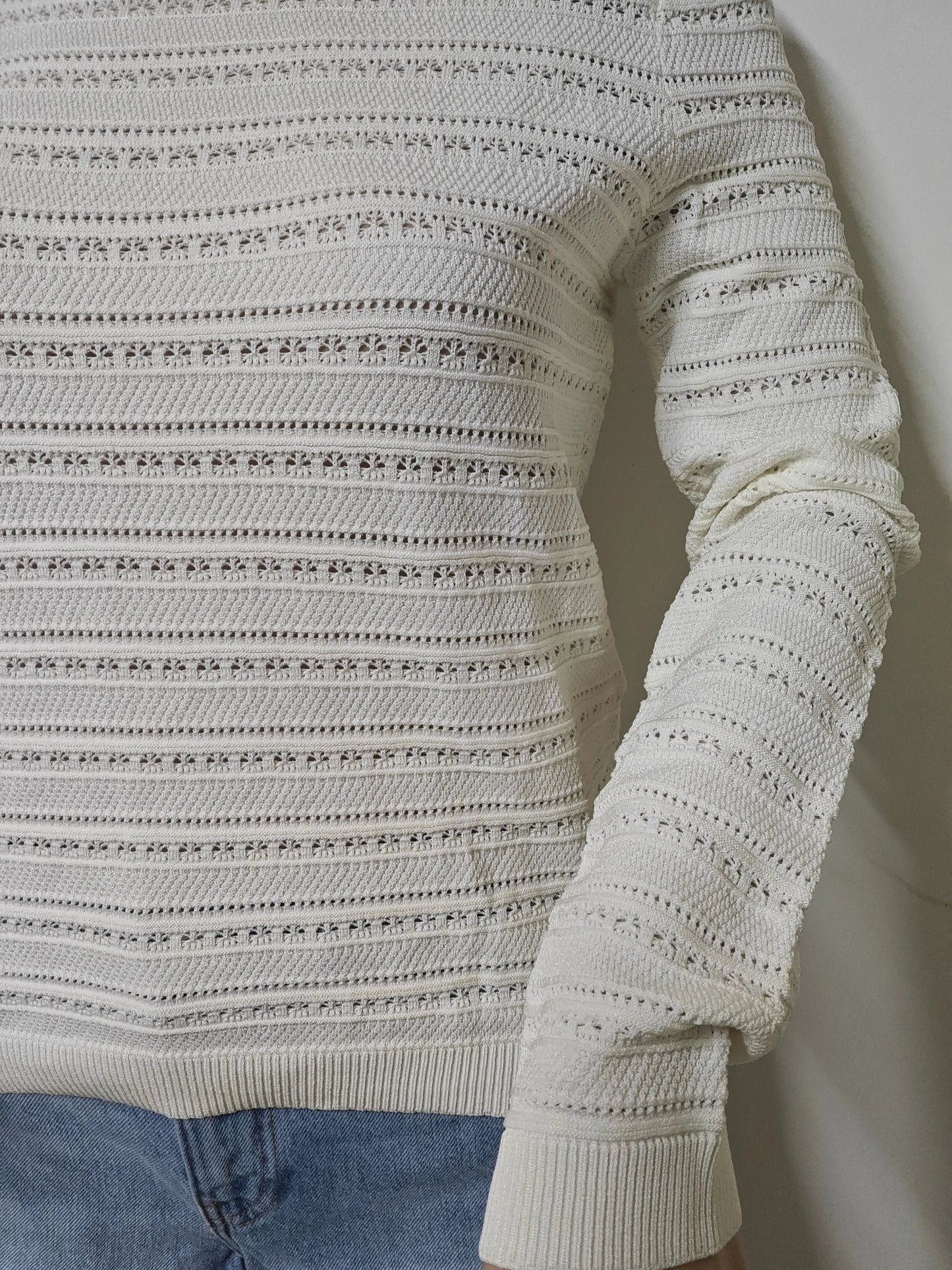 Pull Maje écru maille ajourée boutons épaule T1 Maje