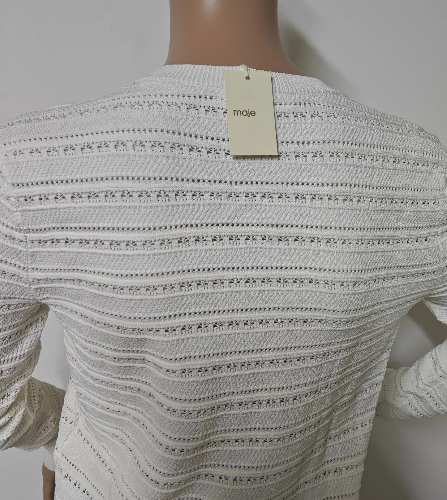 Pull Maje écru maille ajourée boutons épaule T1 Maje
