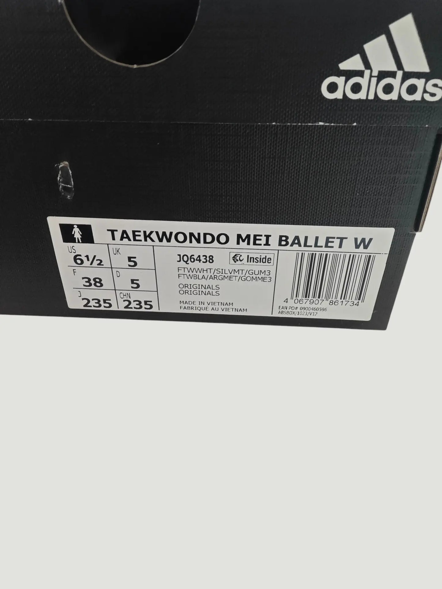 Adidas Taekwondo Mei Ballet W neuves – T. 38 – blanc/gris – boîte + lacets Adidas