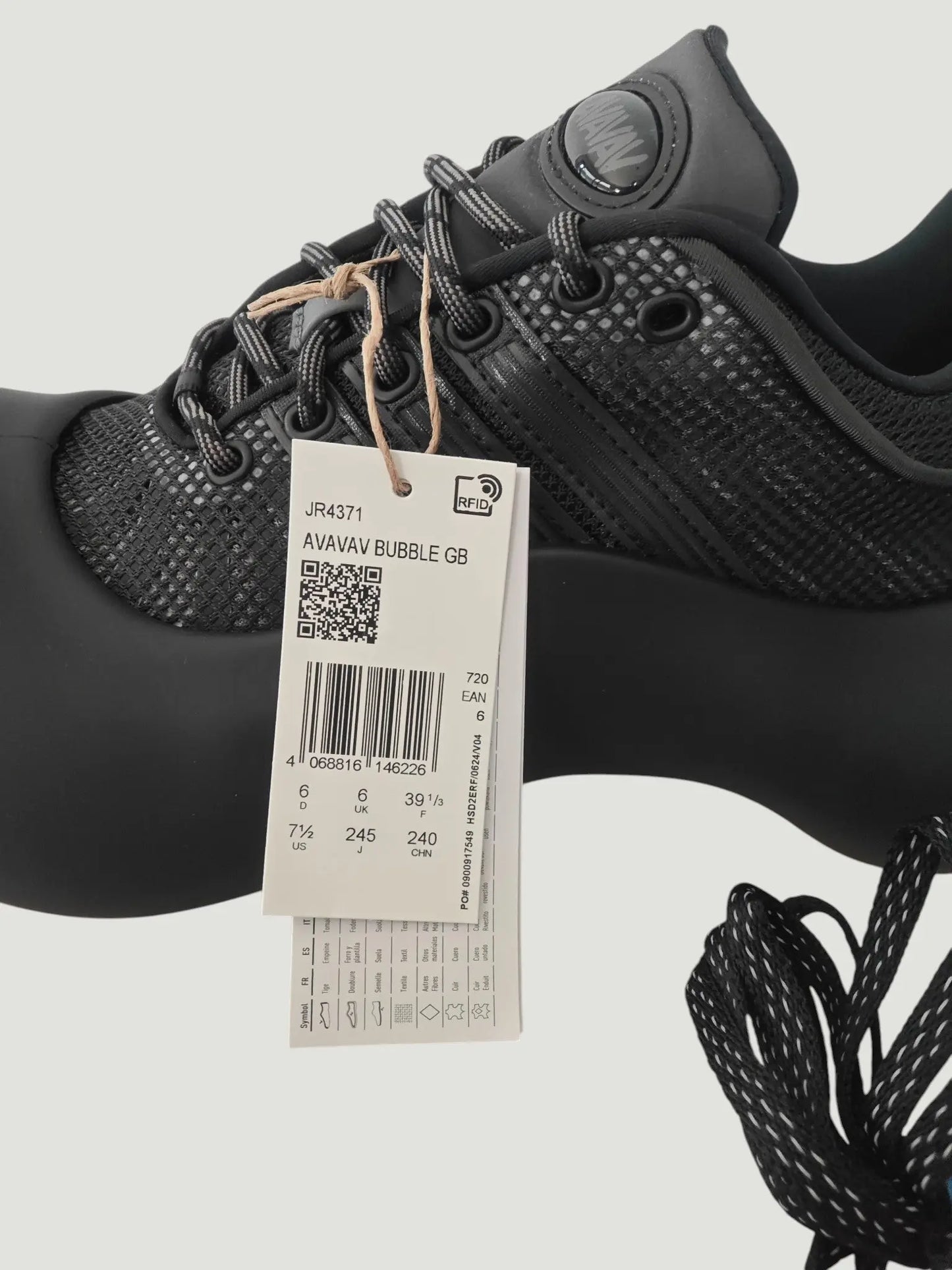 Adidas x AVAVAV Bubble GB neuves – T. 39 1/3 – noir – boîte + lacets Adidas