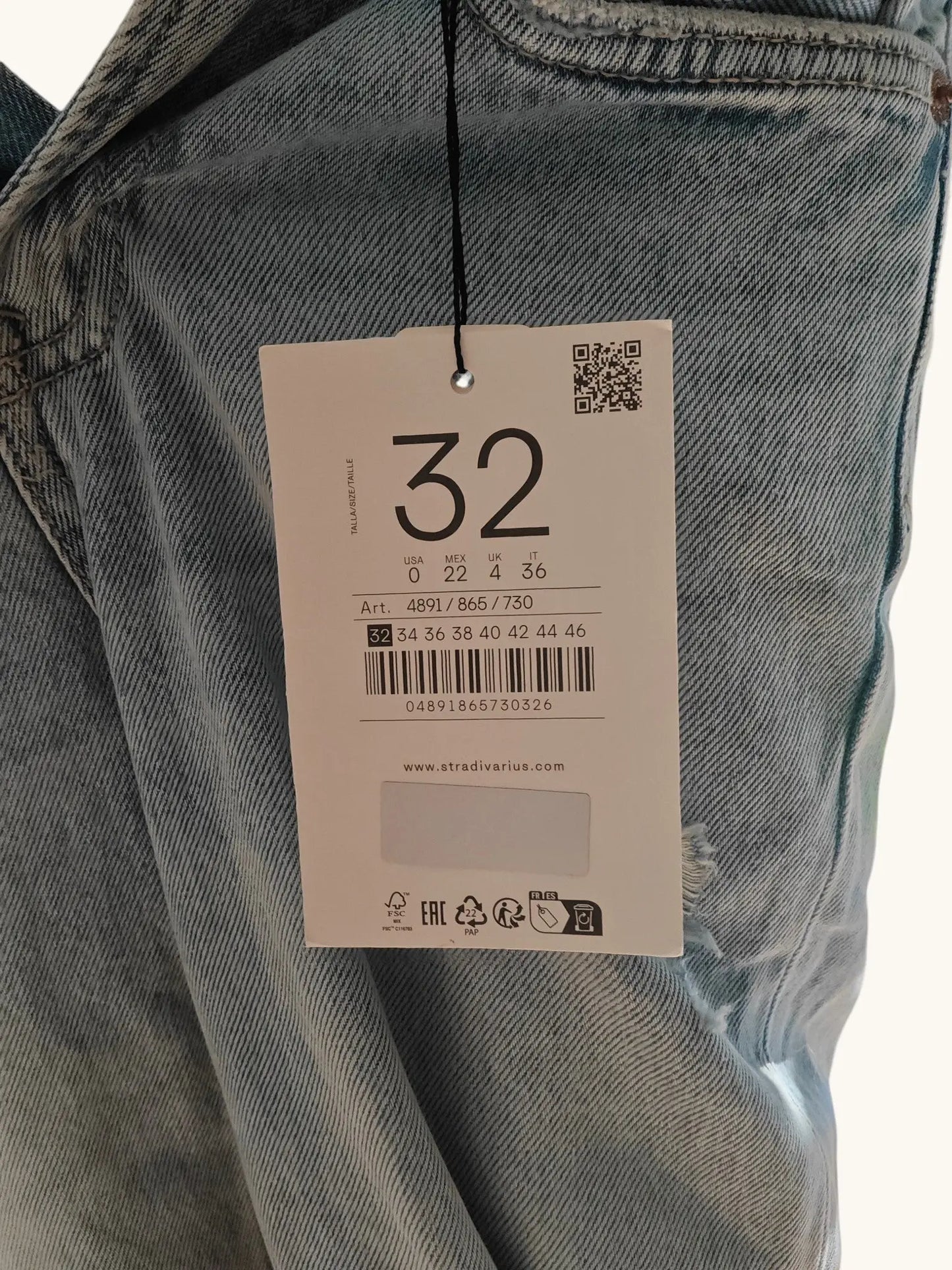 Jean Stradivarius D92 straight wide bleu clair taille 32 Stradivarius