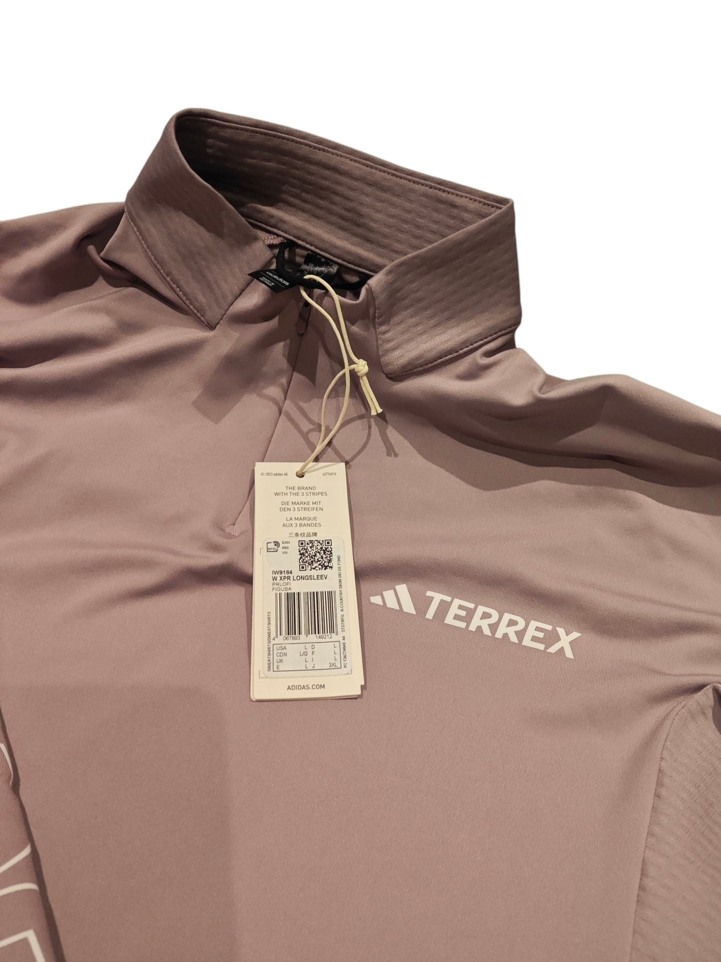 Haut Adidas Terrex femme manches longues col zippé rose mauve – taille L – neuf avec étiquette