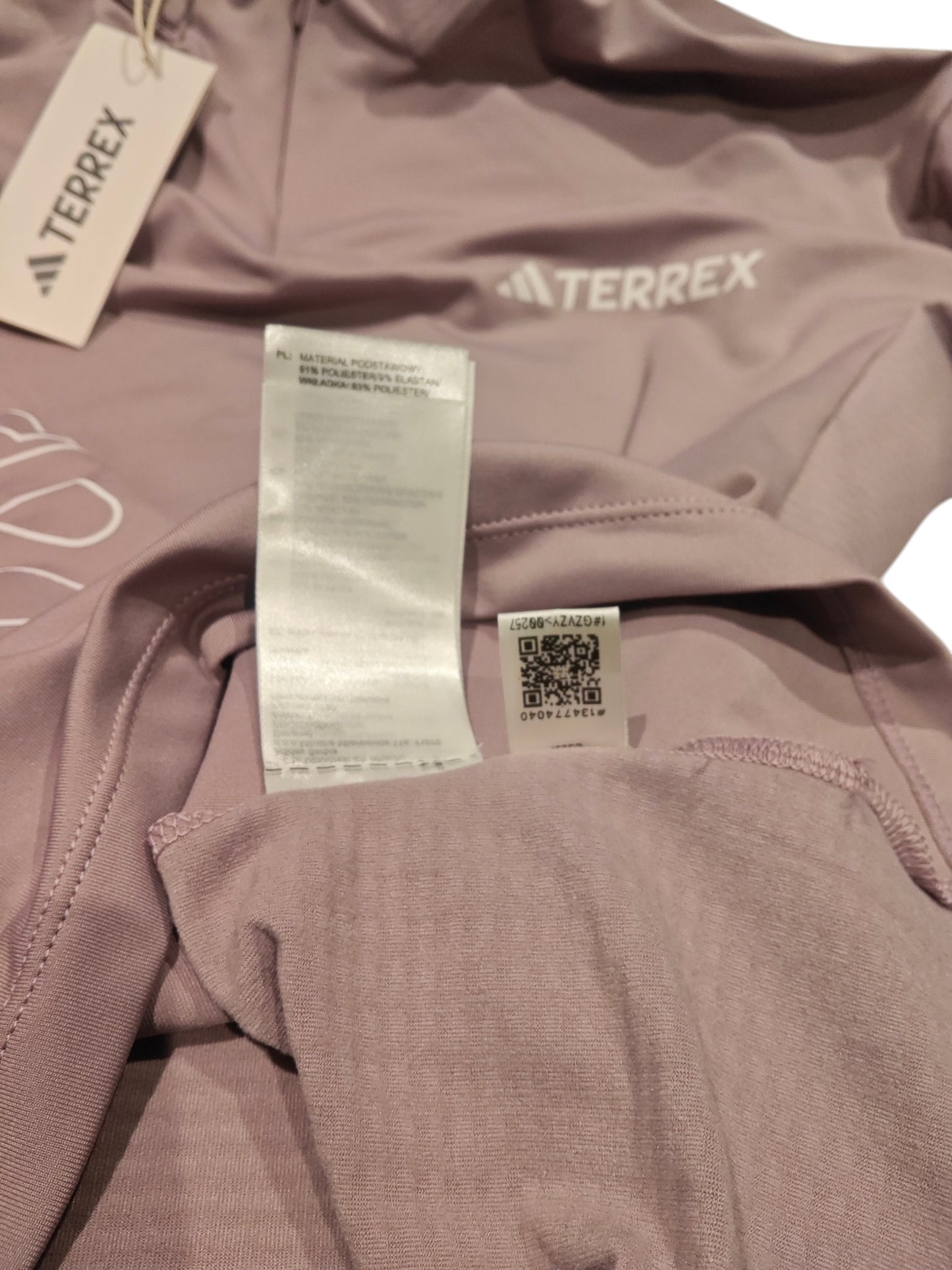 Haut Adidas Terrex femme manches longues col zippé rose mauve – taille L – neuf avec étiquette