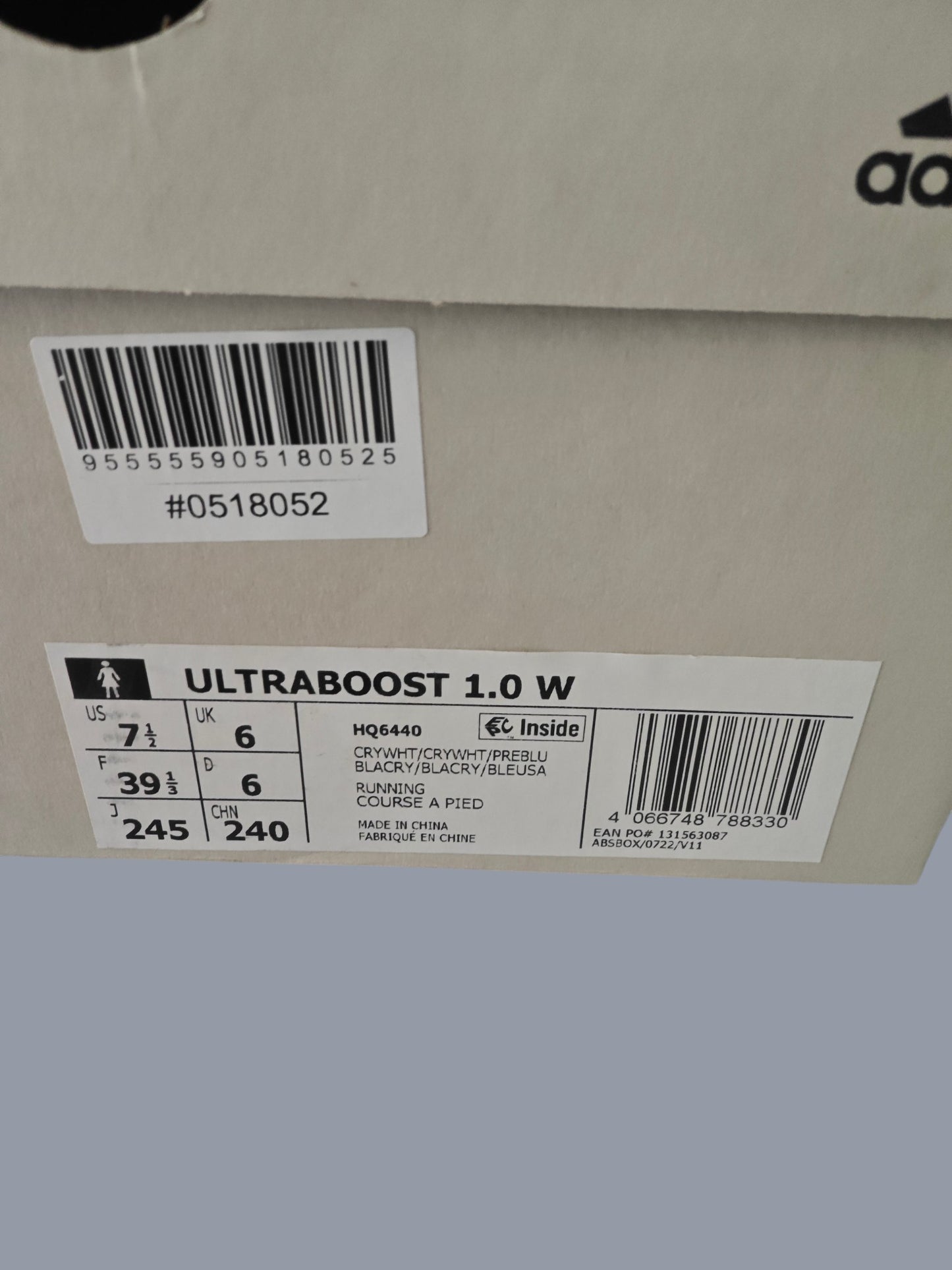 Adidas Ultraboost 1.0 W blanche / bleu turquoise T. 39 1/3