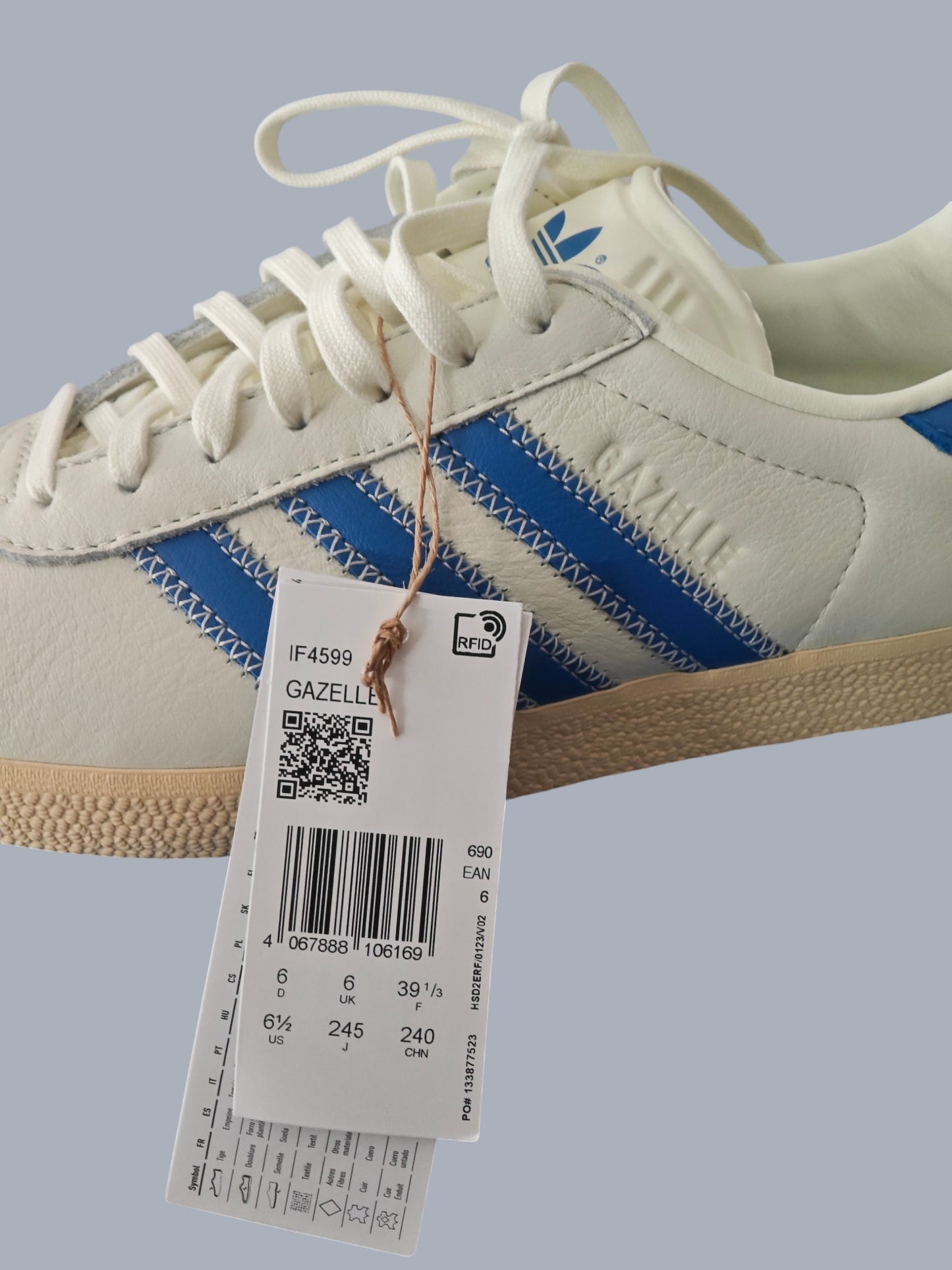 Adidas Gazelle neuves – blanc & bleu – taille 39 1/3 – avec étiquette
