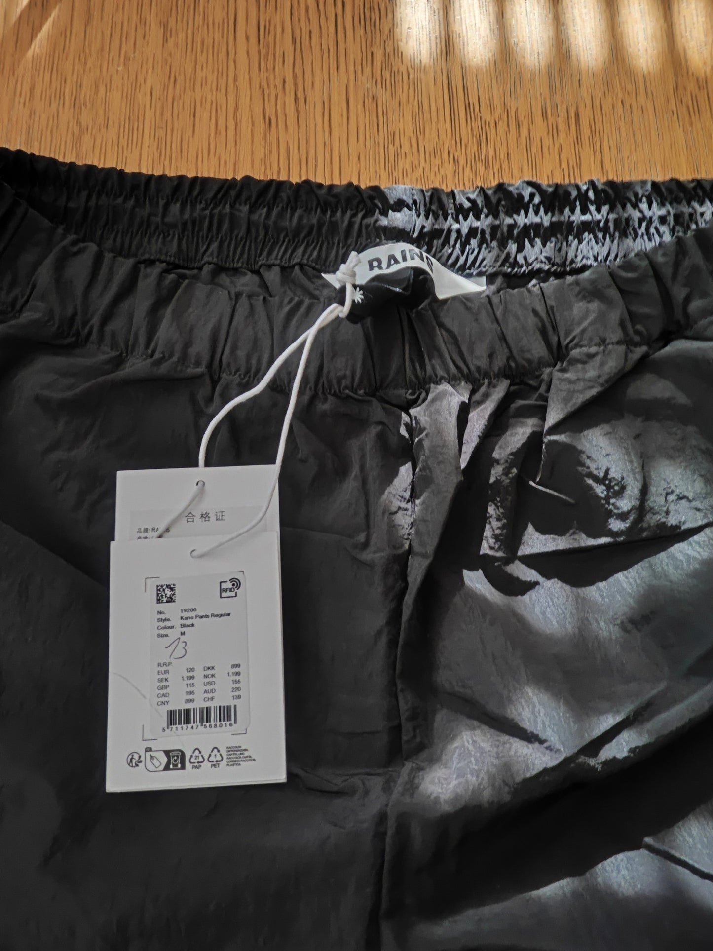Rains pantalon imperméable noir – coupe regular – taille M