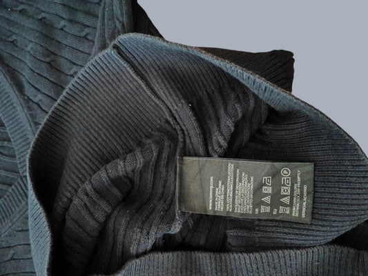 Pull Tommy Hilfiger noir col V maille texturée taille L