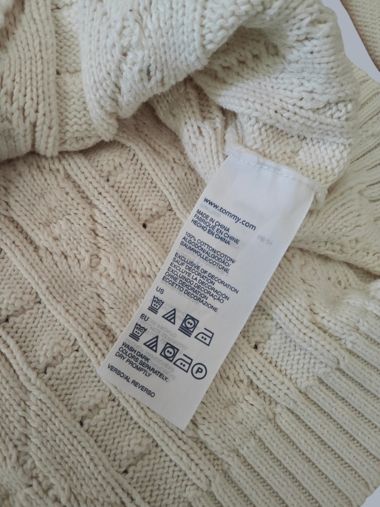 Pull Tommy Hilfiger torsadé écru 100% coton taille M SECONDE MAIN