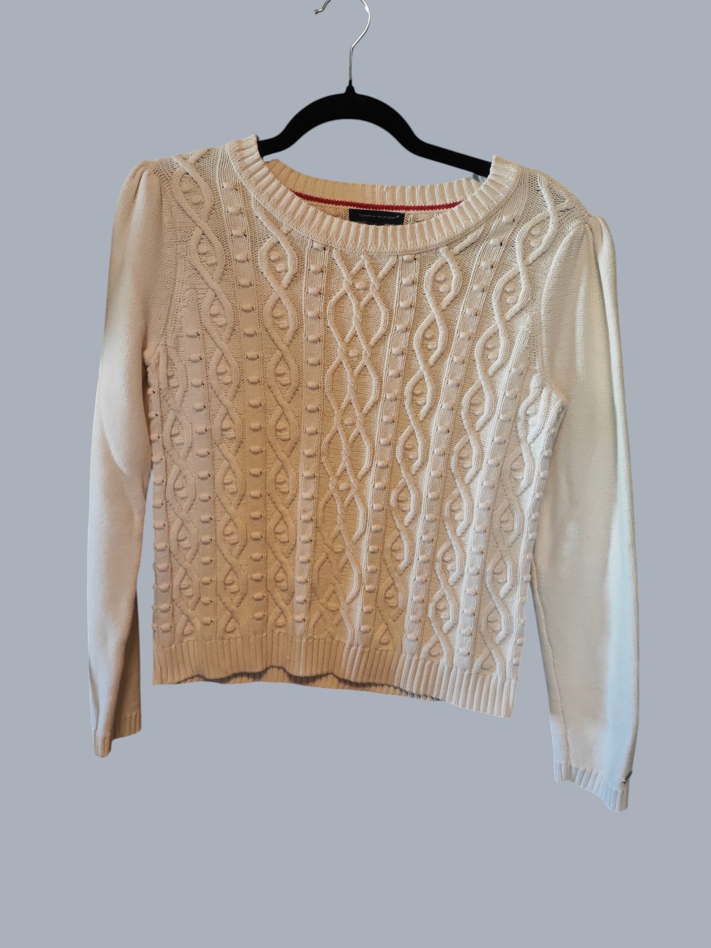 Pull Tommy Hilfiger torsadé écru 100% coton taille M SECONDE MAIN