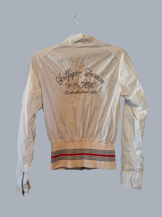 Veste Tommy Hilfiger Denim blanche – zip + broderie dos – taille S
