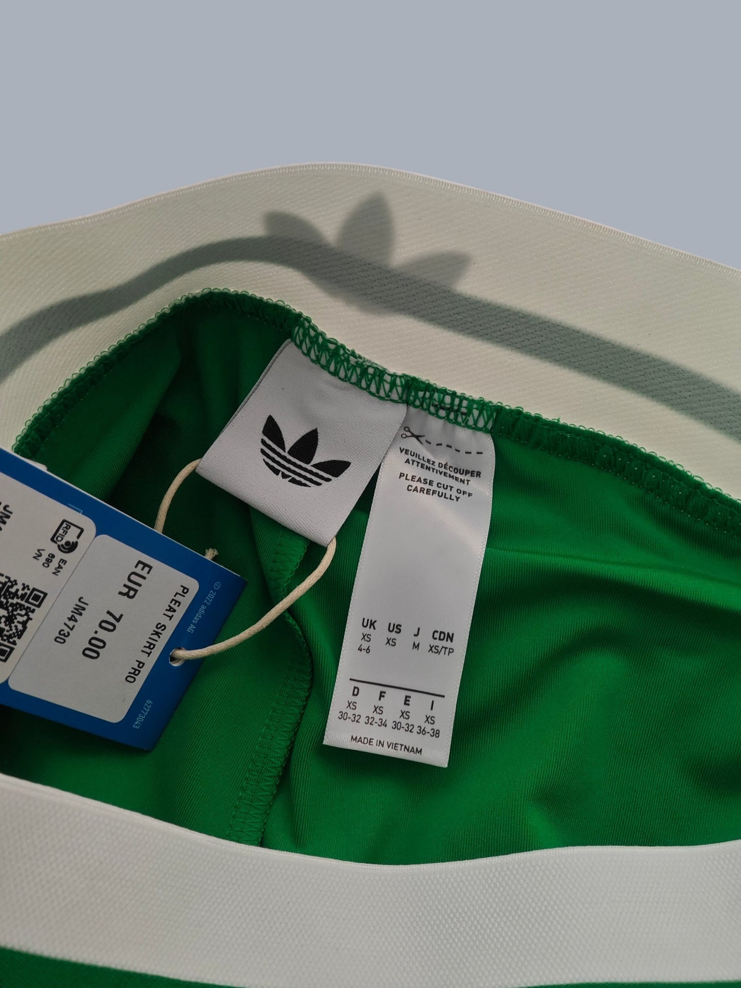 Adidas Originals Pleat Skirt Pro blanche verte taille XS neuf