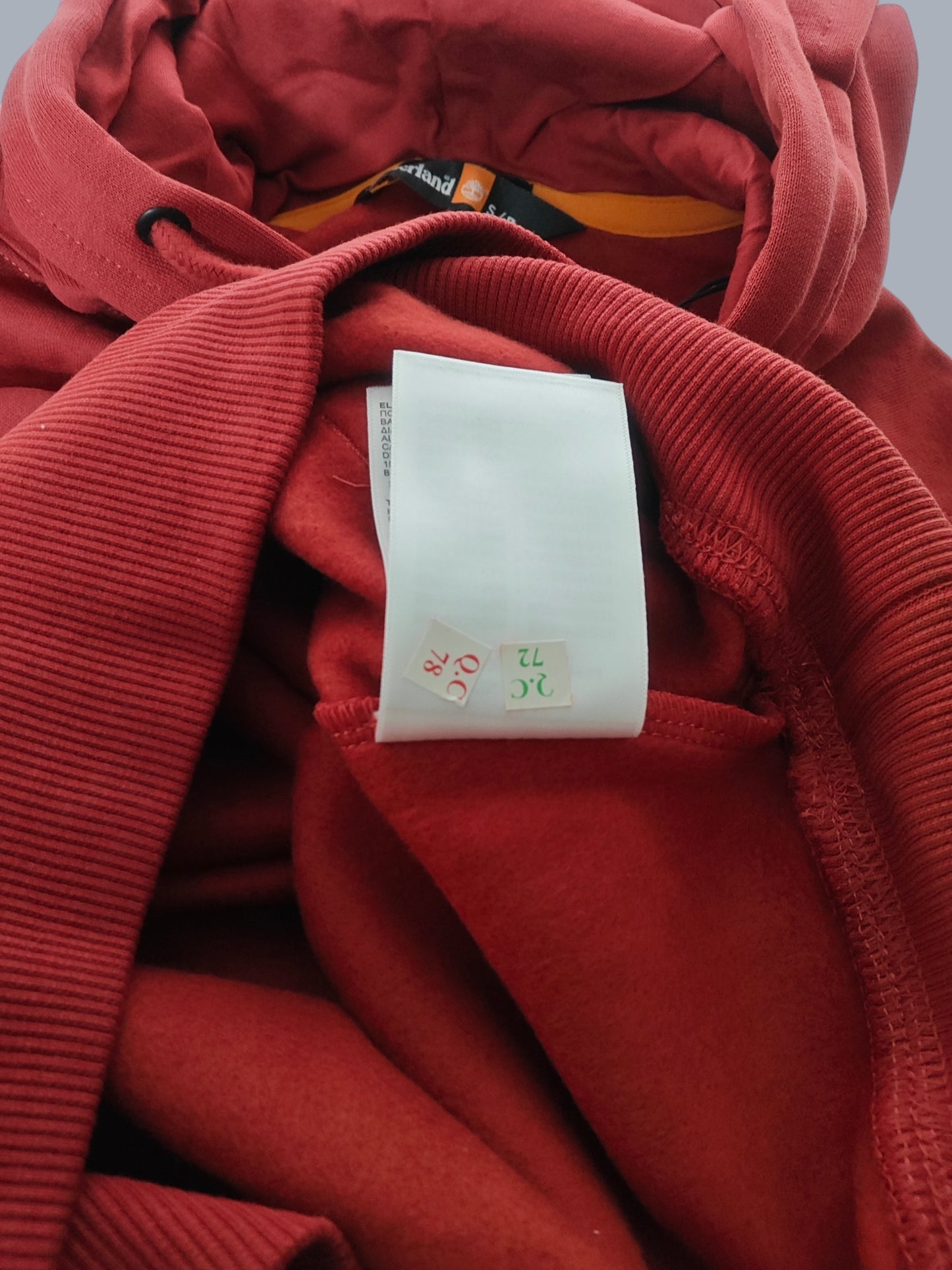 Sweat à capuche Timberland rouge logo noir neuf S