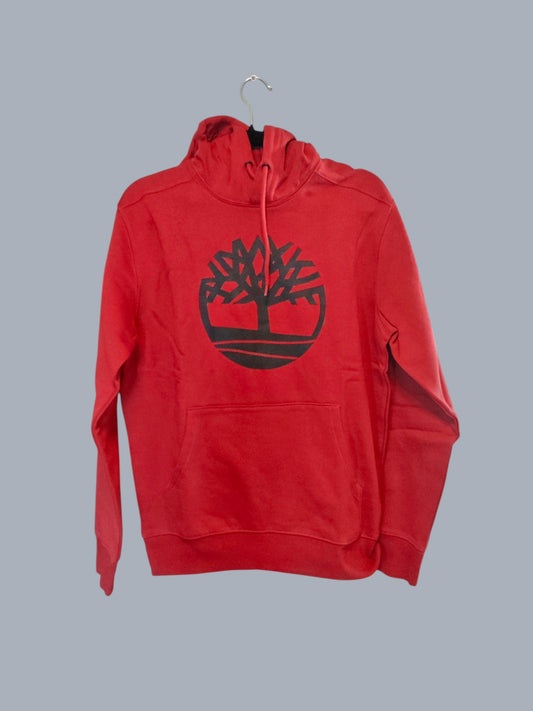 Sweat à capuche Timberland rouge logo noir neuf S
