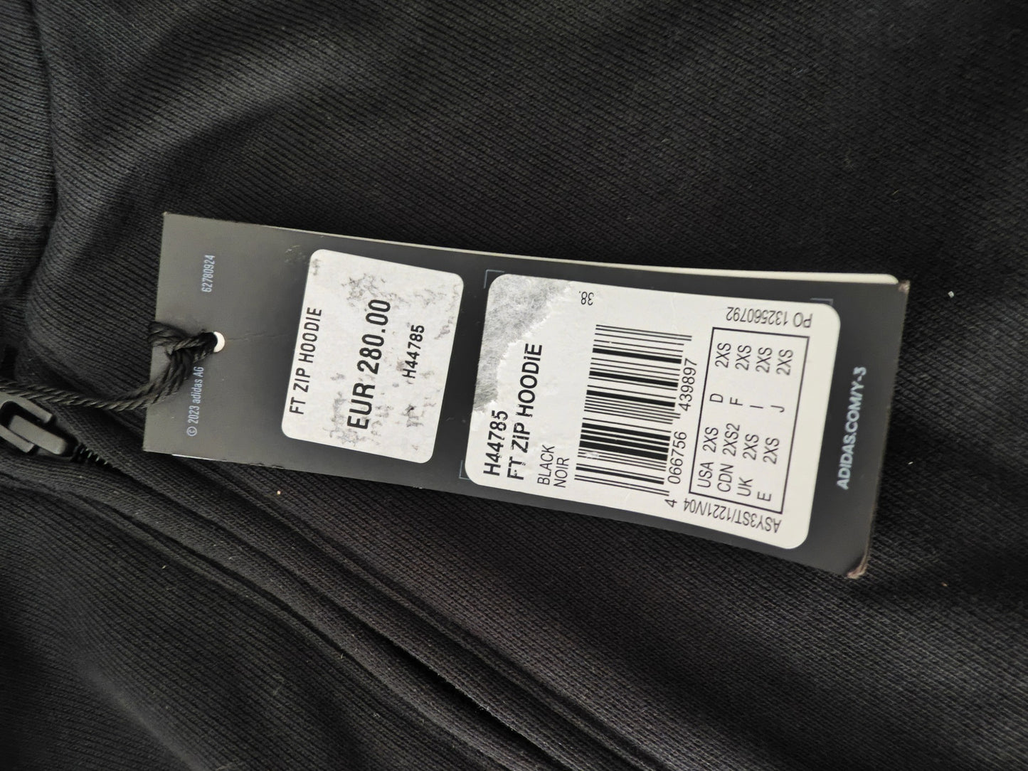 Veste hoodie Y-3 Adidas – Noir – Taille 2XS – Neuve avec étiquette