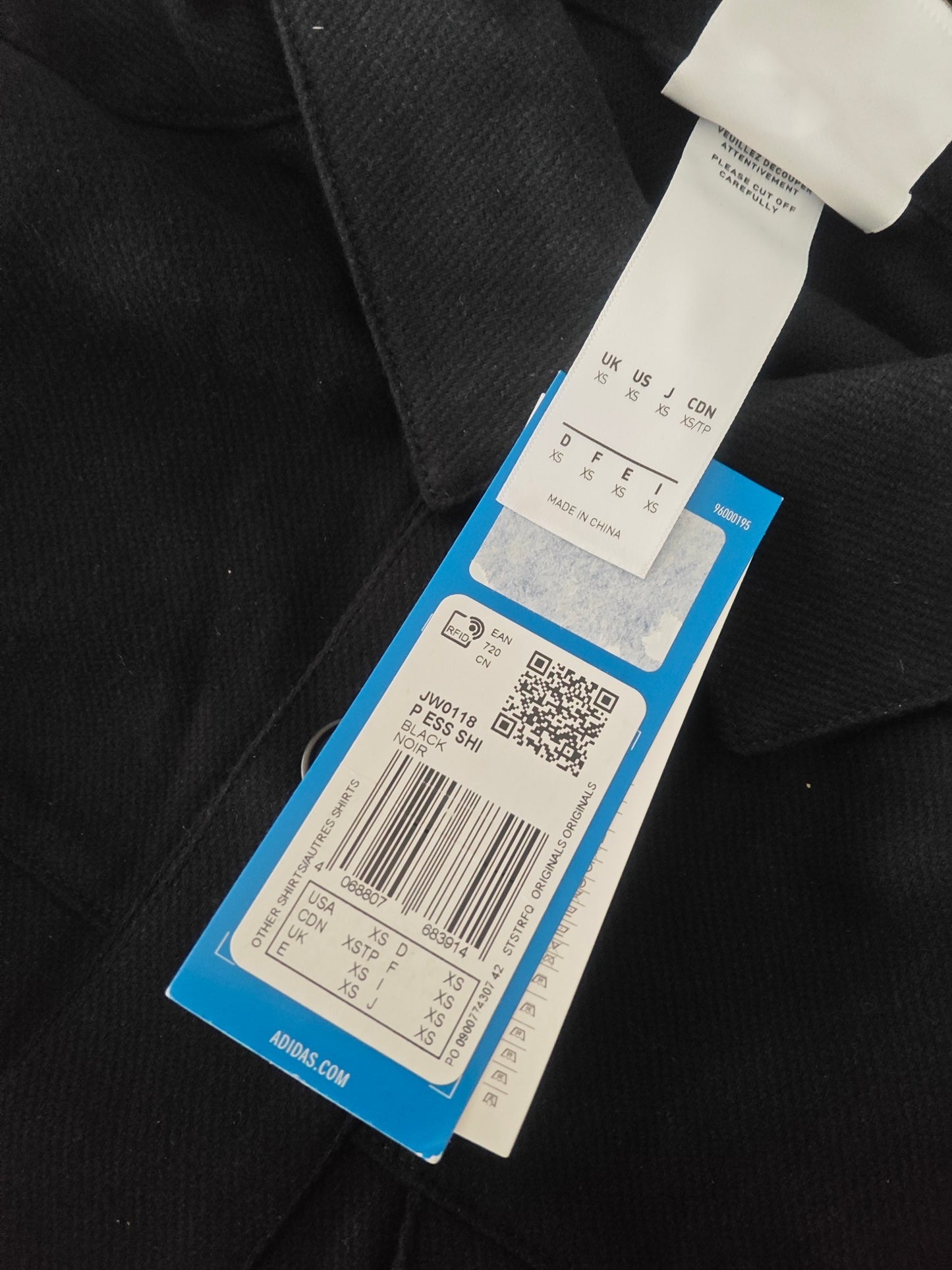 Chemise Adidas Originals P ESS SHI – Noire – Taille XS – Neuve avec étiquette