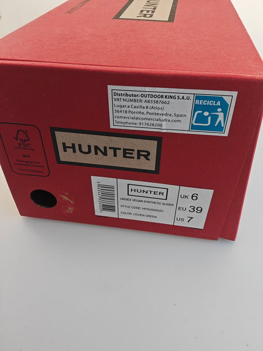 Claquettes Hunter Unisex Vegan Synthetic Slider Vert Kaki – EU 39