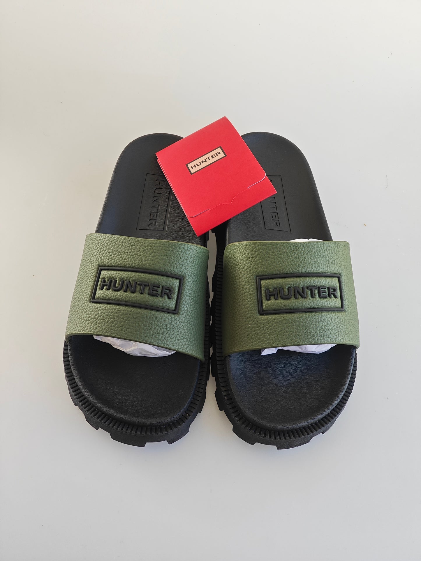 Claquettes Hunter Unisex Vegan Synthetic Slider Vert Kaki – EU 39