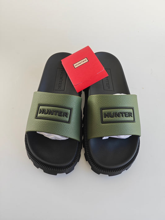 Claquettes Hunter Unisex Vegan Synthetic Slider Vert Kaki – EU 39